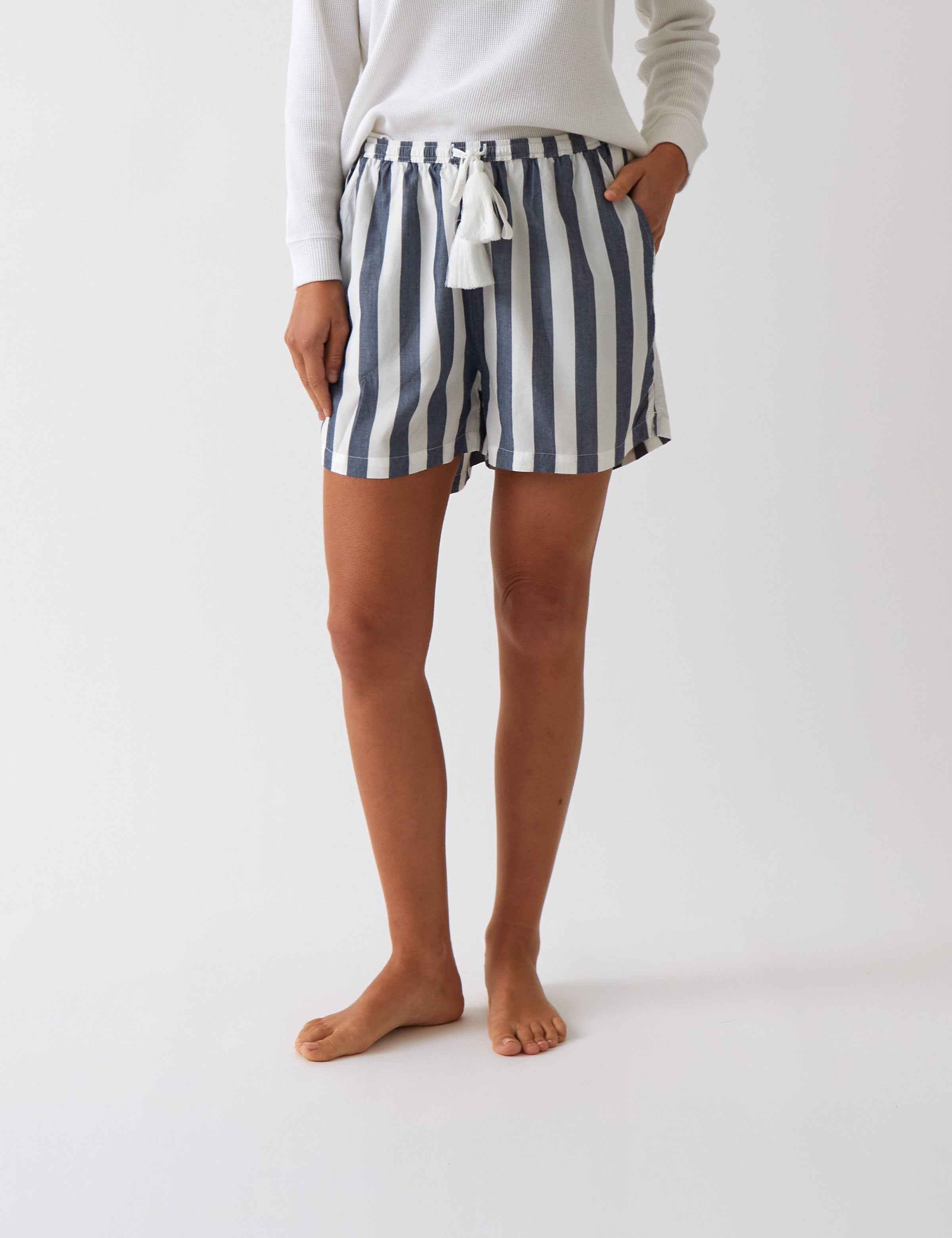 Beau Sleep Shorts | Blue Stripe-1