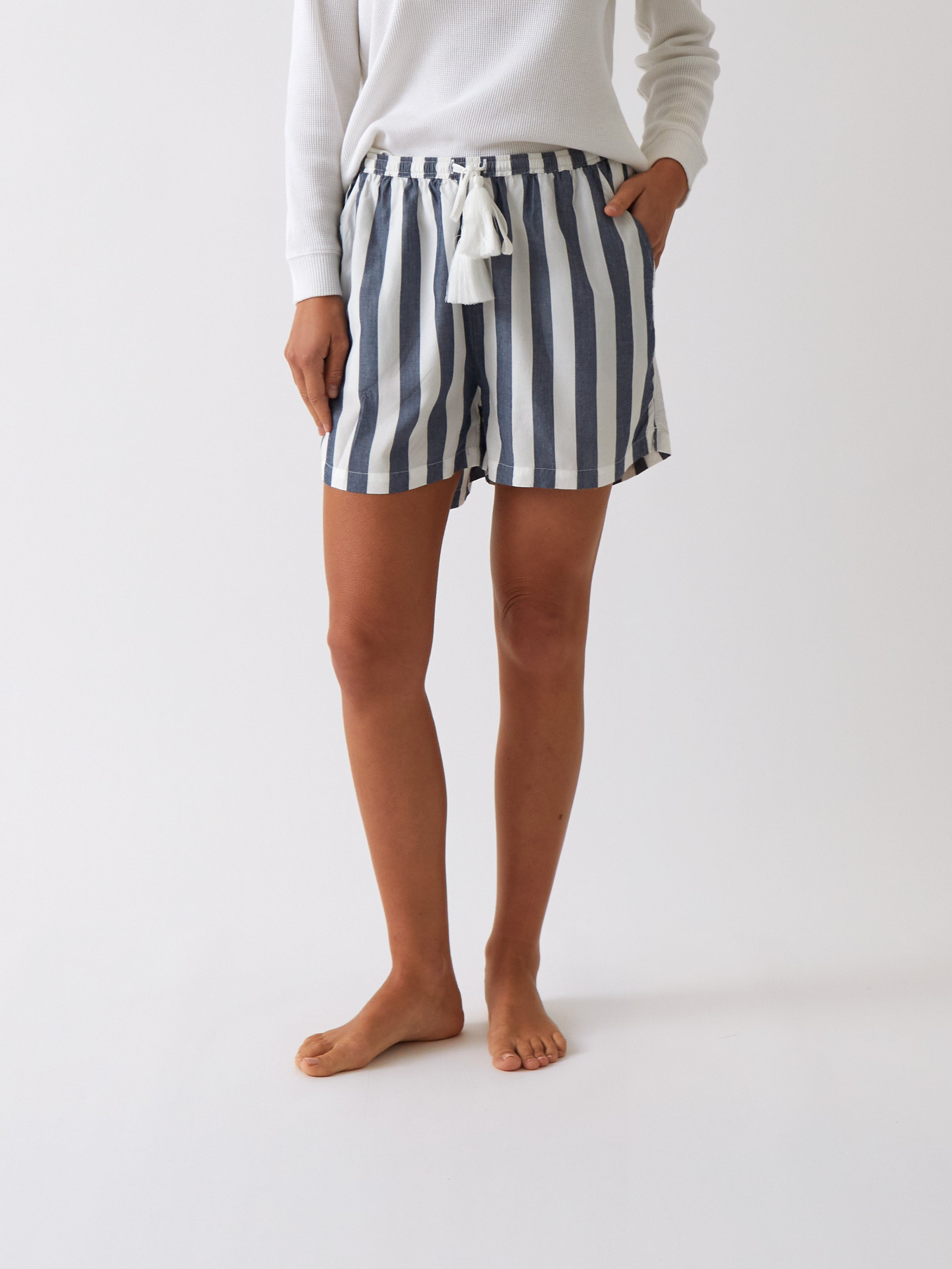 Beau Sleep Shorts | Blue Stripe-1