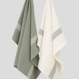 Beaumont Tea Towel Set of 2 | Green White-1
