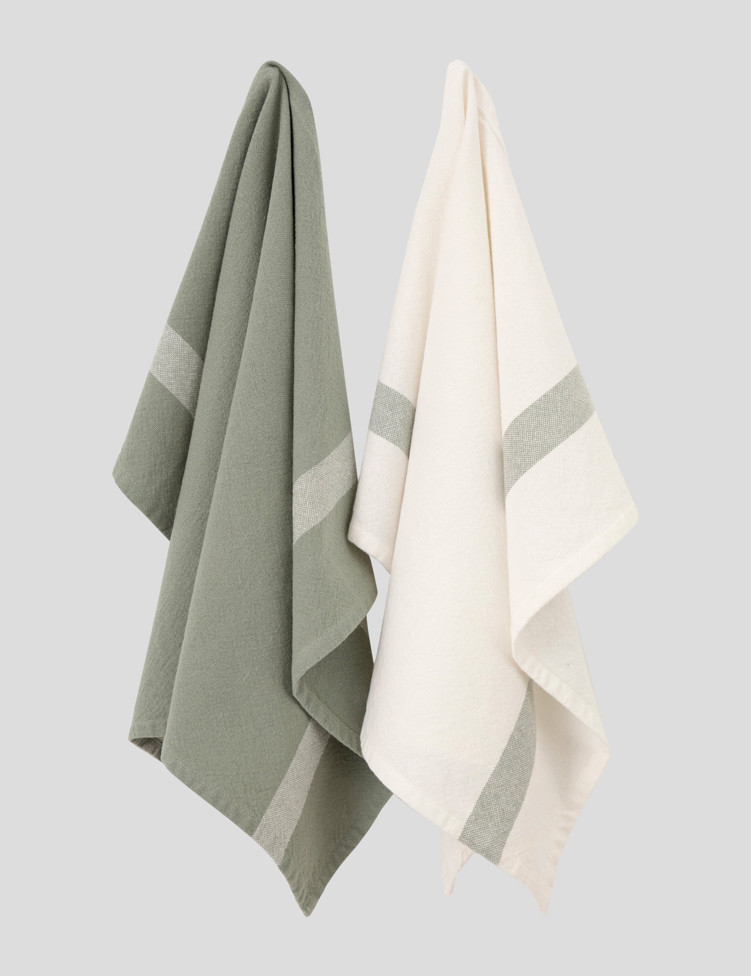 Beaumont Tea Towel Set of 2 | Green White-1