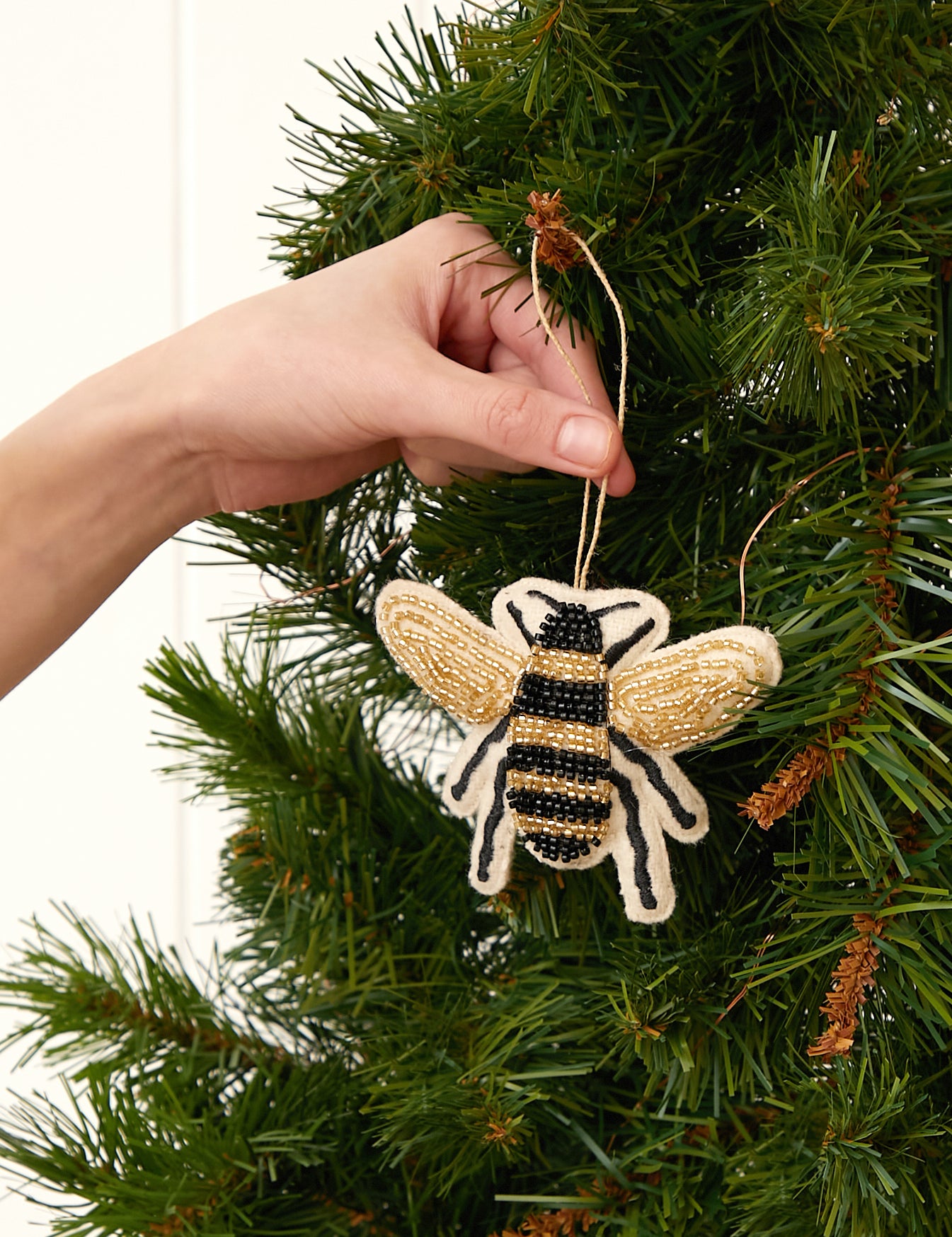 Bee Beaded Christmas Decoration | Black Gold-2