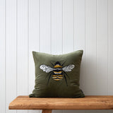 Bee Embroidered Square Cushion Cover | Multi-1