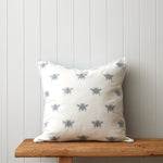 Bee Swarm Embroidered Large Square Cushion Cover | Blue-1