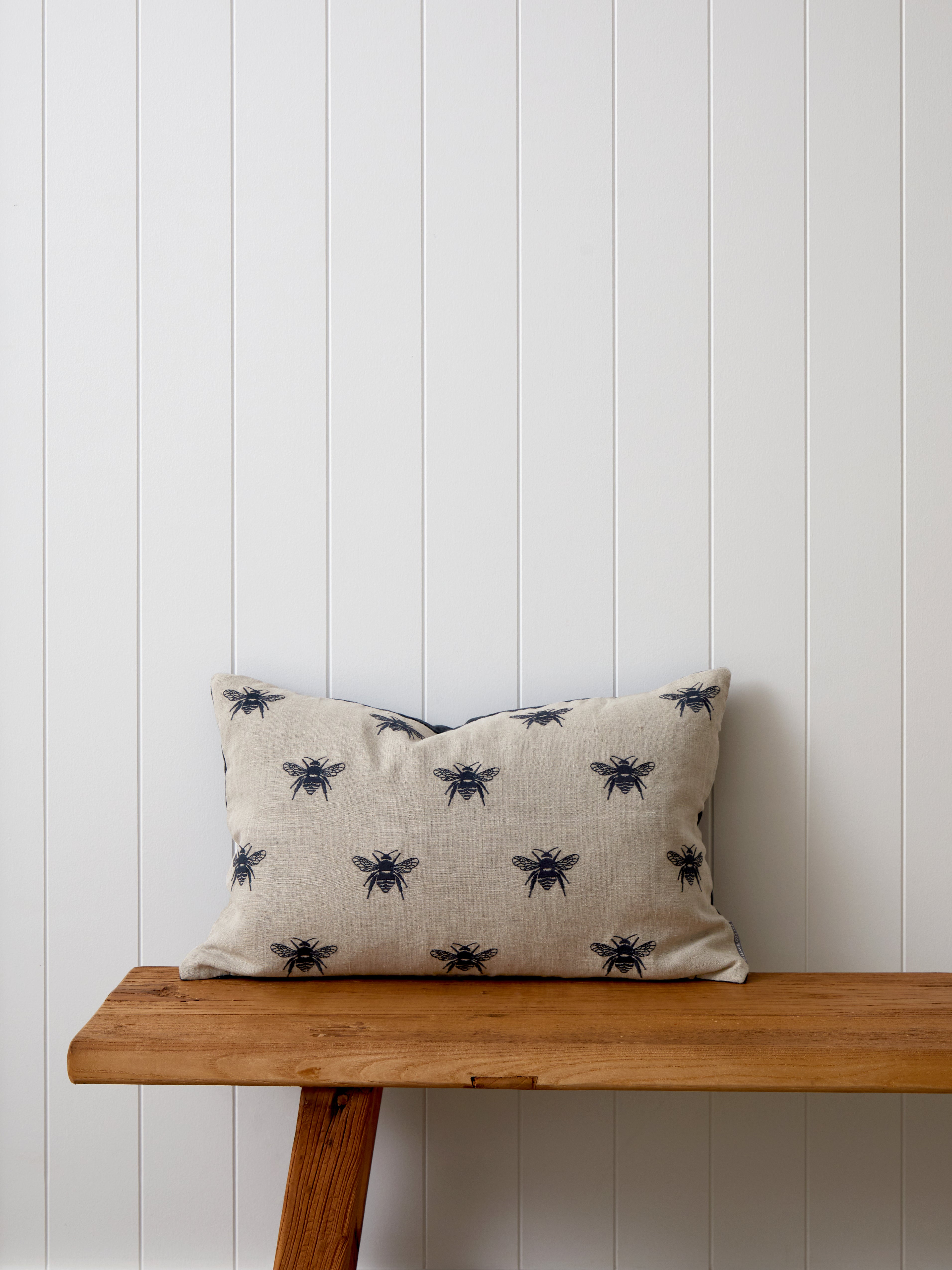 Bee Swarm Embroidered Rectangle Cushion Cover | Midnight-1