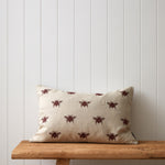 Bee Swarm Embroidery Rectangle Cushion Cover | Merlot-1