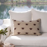 Bee Swarm Embroidery Rectangle Cushion Cover | Merlot-2