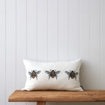 Bee Trio Embroidered Rectangle Cushion Cover | Multi-1