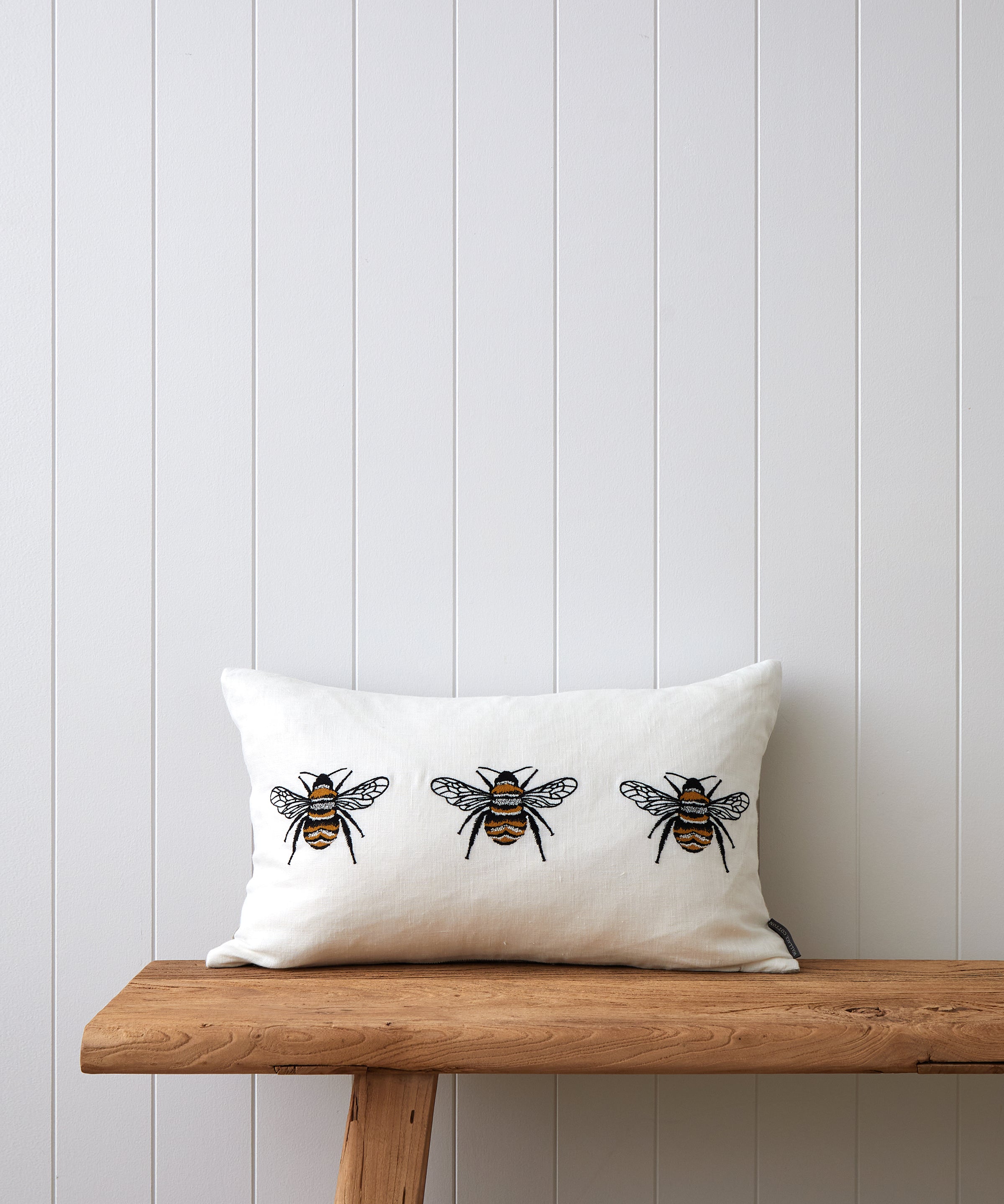 Bee Trio Embroidered Rectangle Cushion Cover | Multi-1