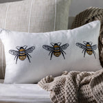Bee Trio Embroidered Rectangle Cushion Cover | Multi-2