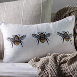Bee Trio Embroidered Rectangle Cushion Cover | Multi-2