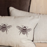 Bee Trio Embroidered Rectangle Cushion Cover | Natural Cocoa-2