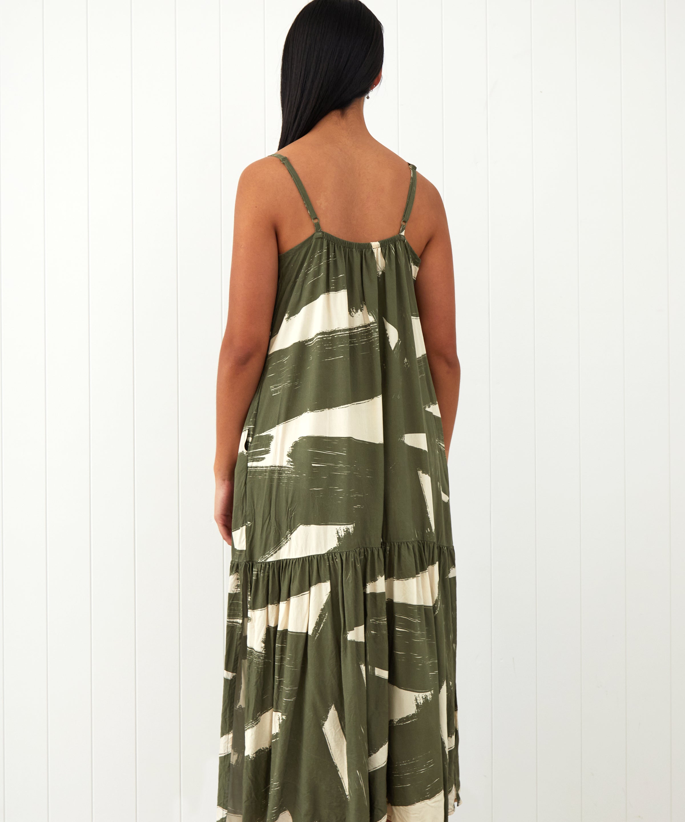 Belize Modal Strappy Dress | Olive Natural-4