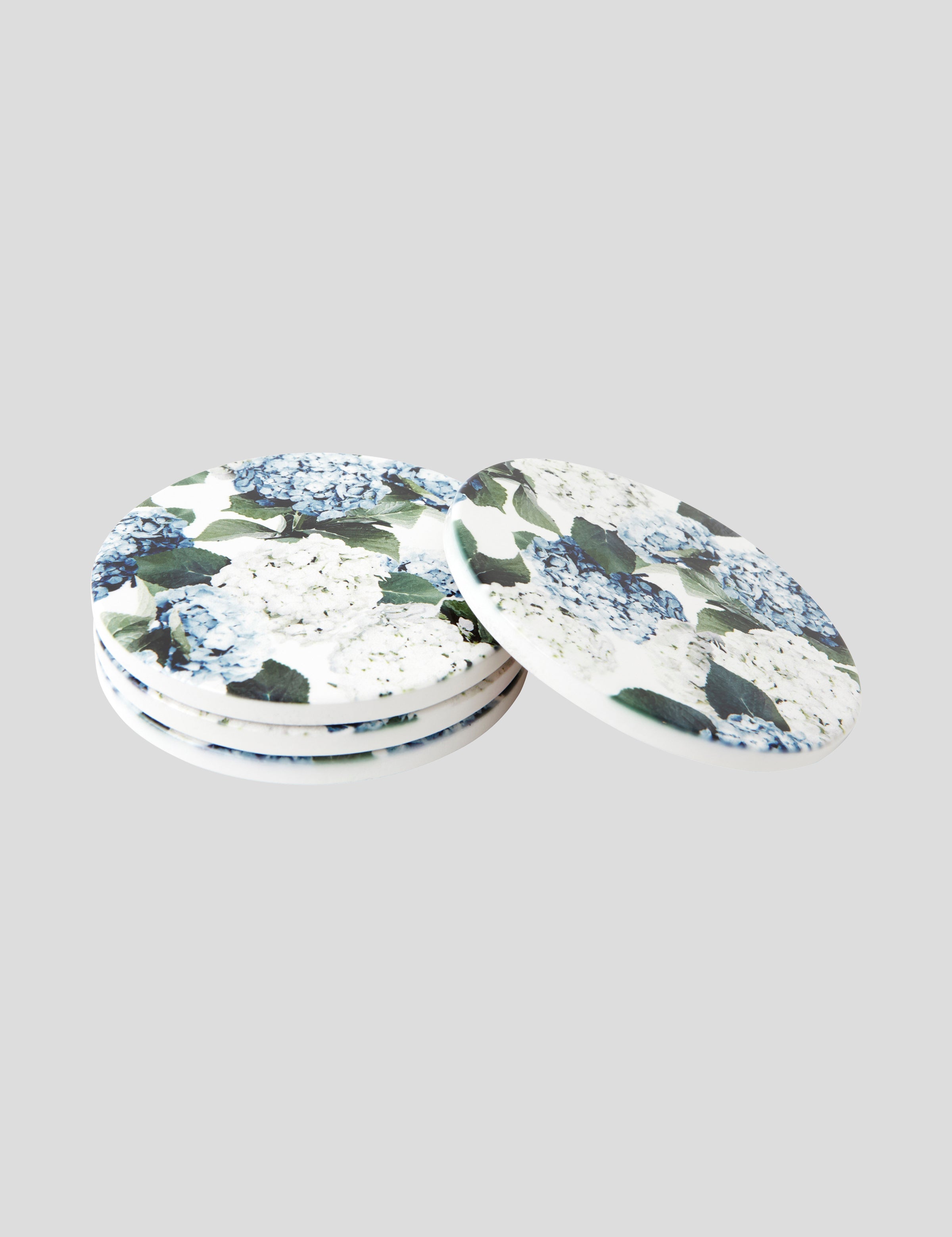 Beloved Hydrangea Ceramic Coaster Set of 4 | Blue Floral-1
