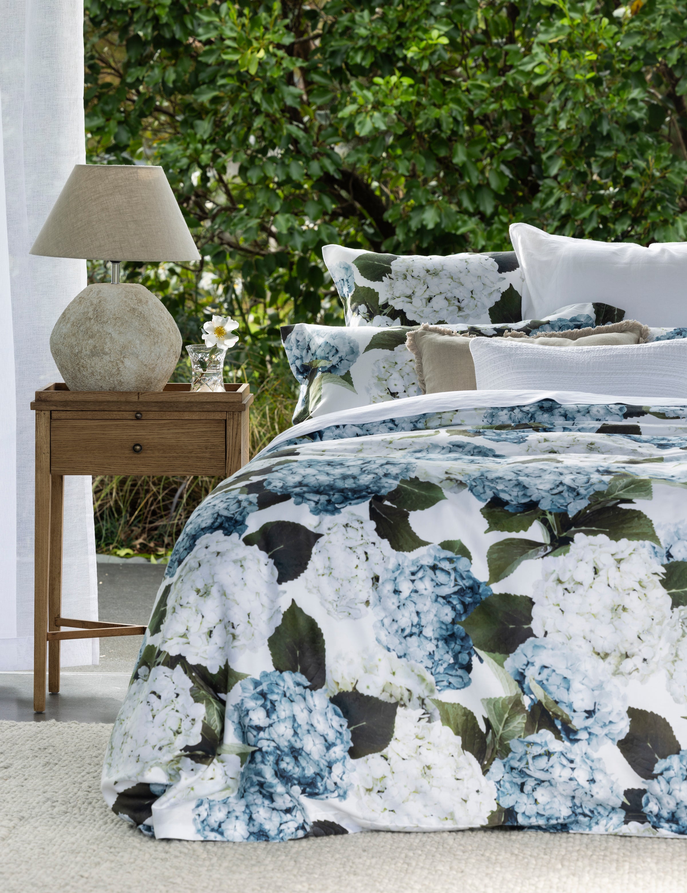 Beloved Hydrangea Duvet Cover Set | Blue Floral-5