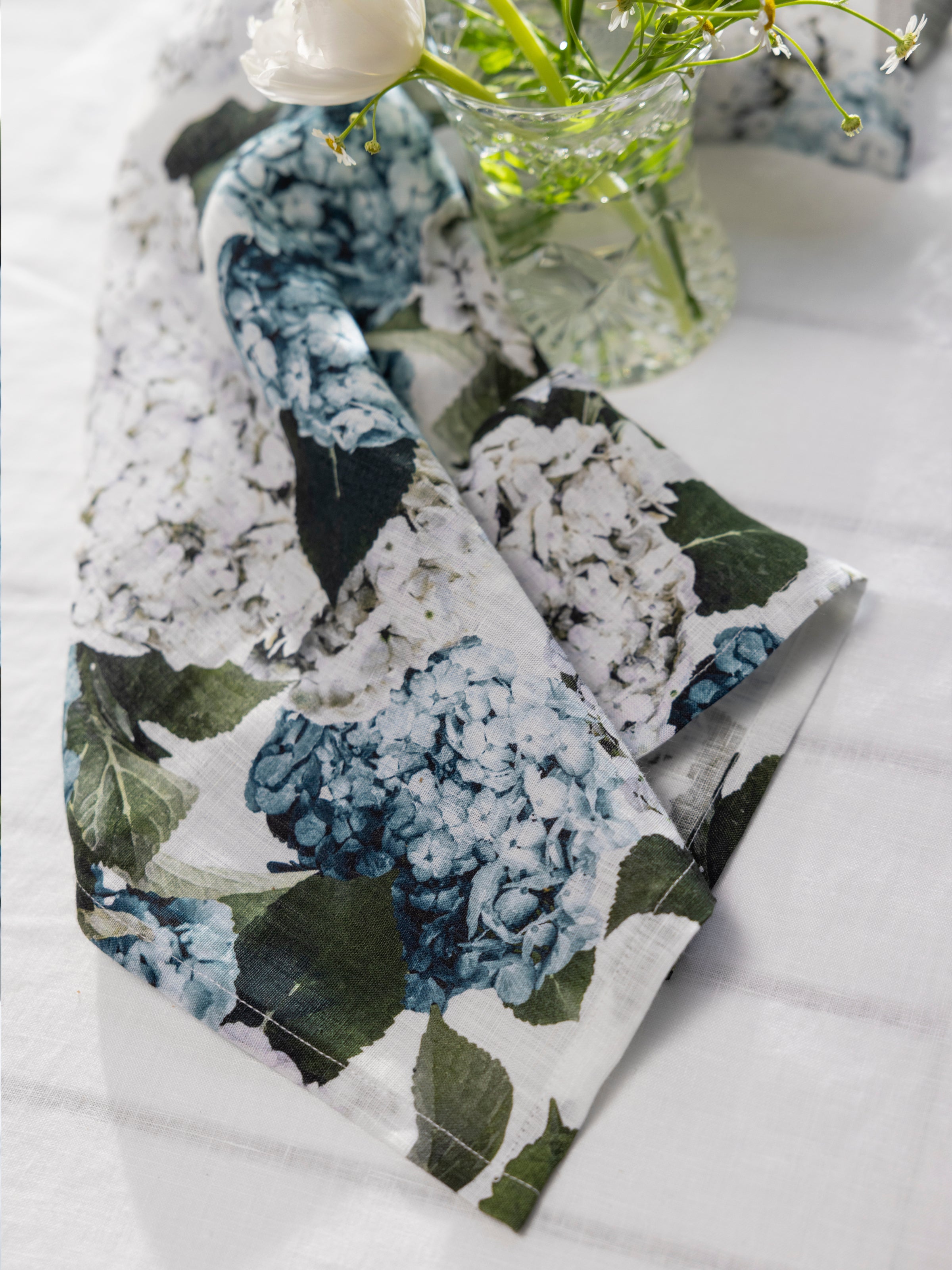 Beloved Hydrangea Linen Tea Towel | Blue Floral-2
