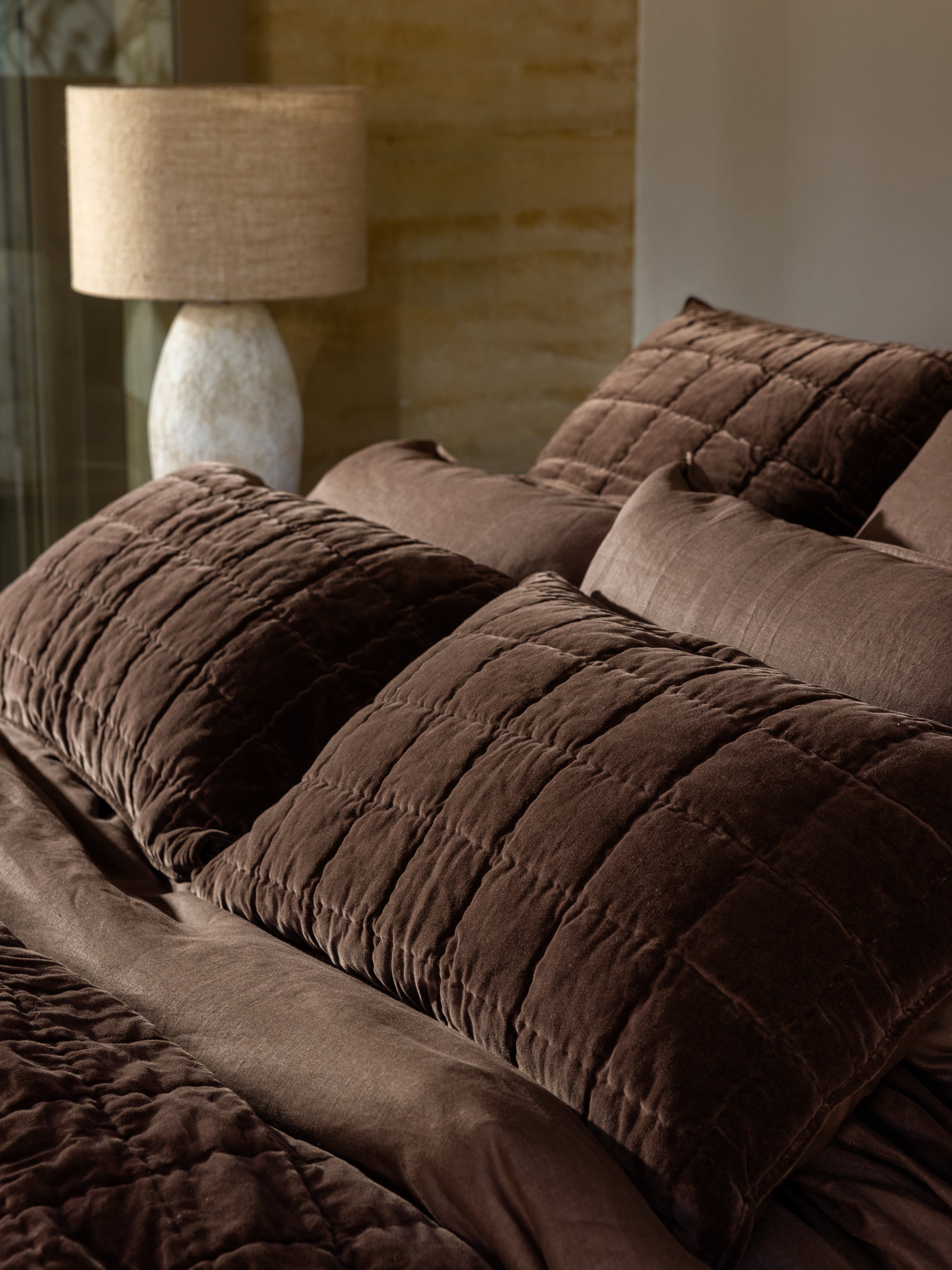 Belvedere Velvet European Pillowcase | Cocoa-2