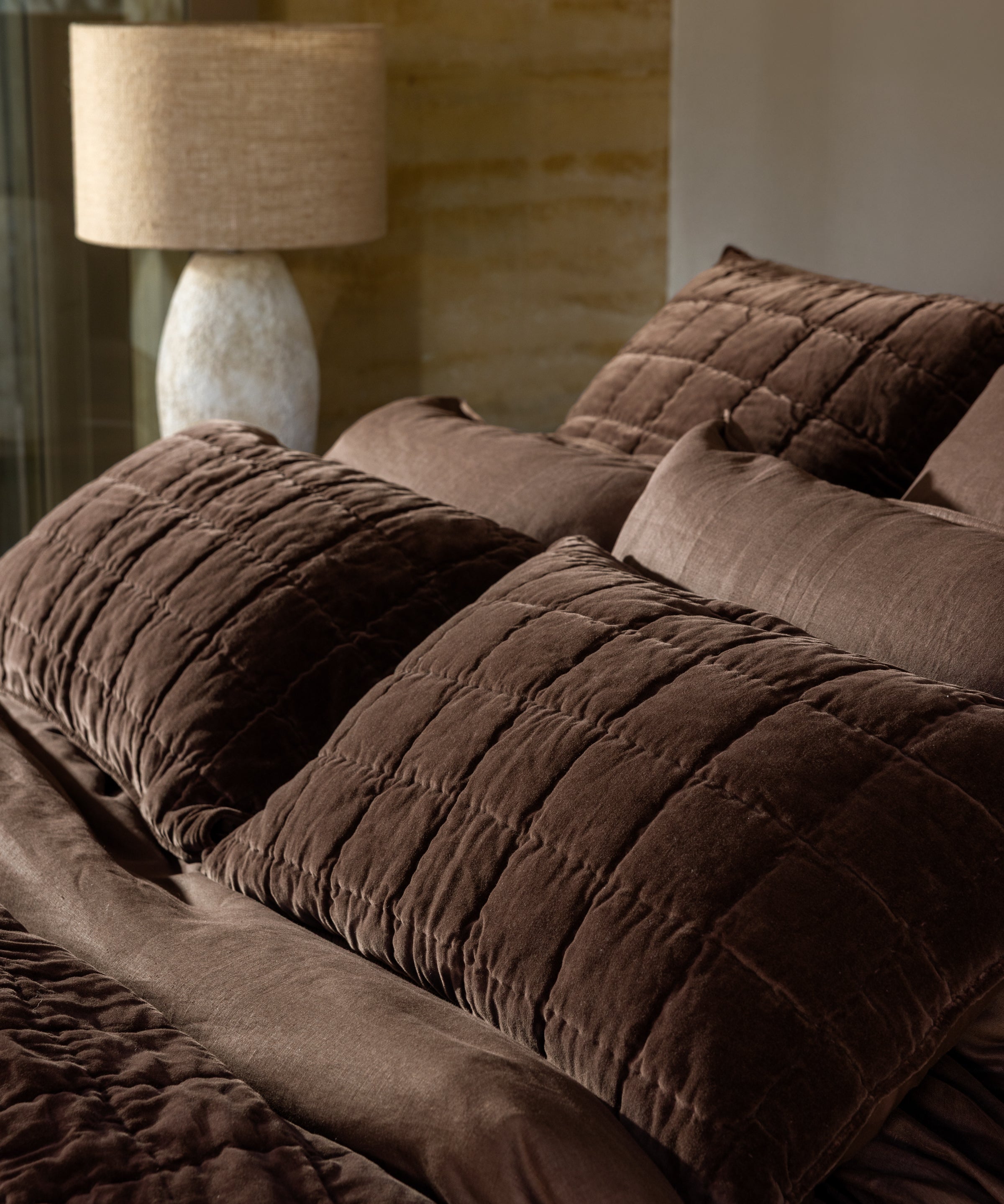 Belvedere Velvet Standard Pillowcase | Cocoa-2