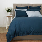 Purity Organic Cotton Duvet Cover Set | Indigo/Blue Stripe-1