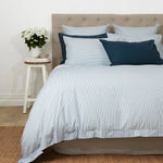 Purity Organic Cotton Duvet Cover Set | Indigo/Blue Stripe-2