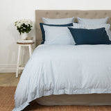 Purity Organic Cotton Duvet Cover Set | Indigo/Blue Stripe-2