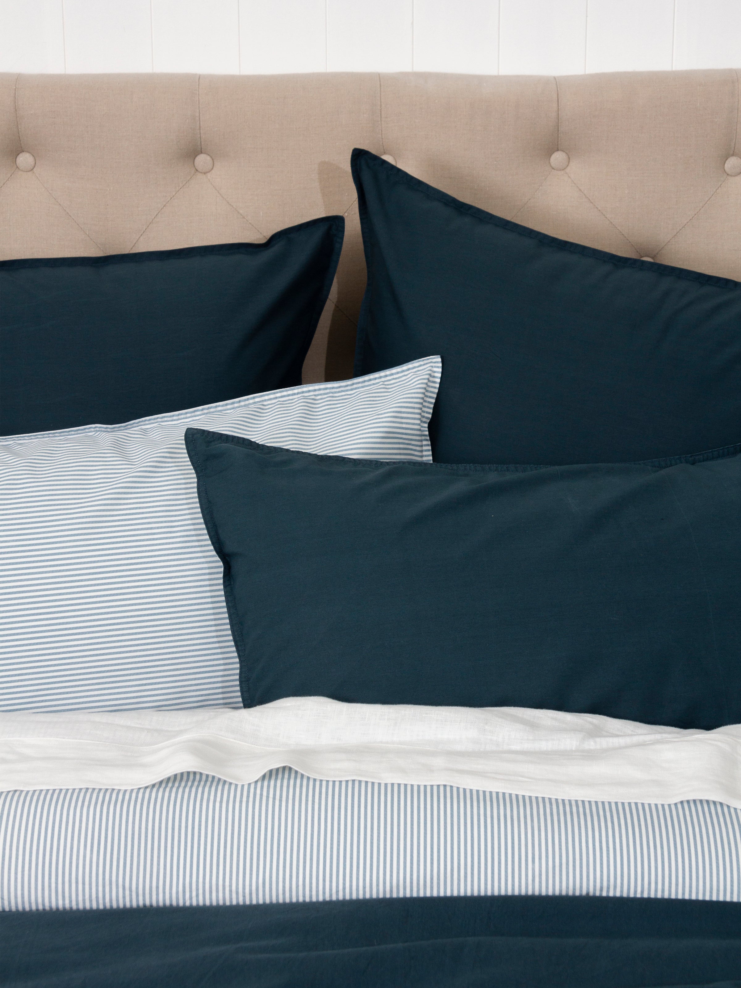 Purity Organic Cotton Duvet Cover Set | Indigo/Blue Stripe-3
