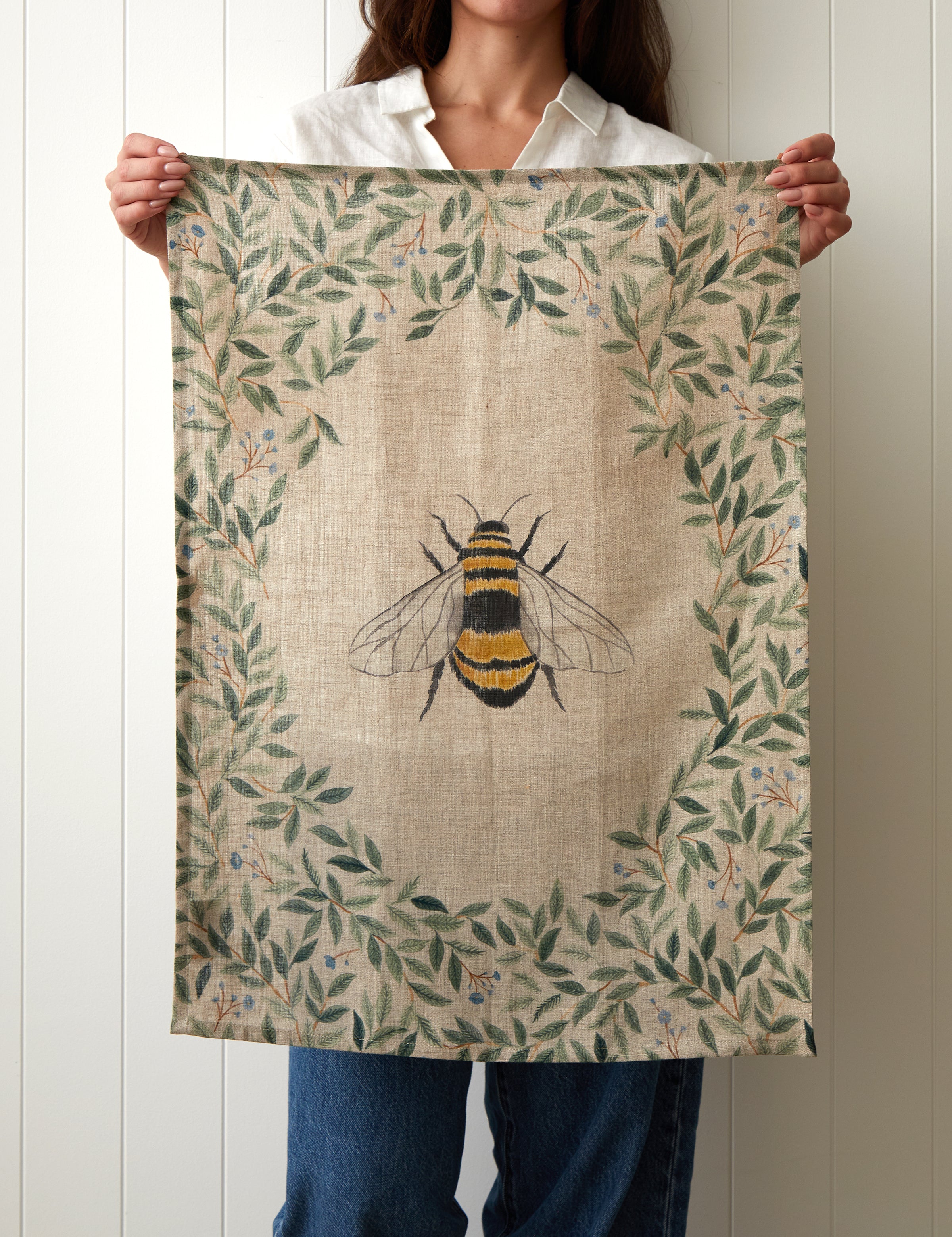 Botanical Bee Linen Tea Towel | Multi-2