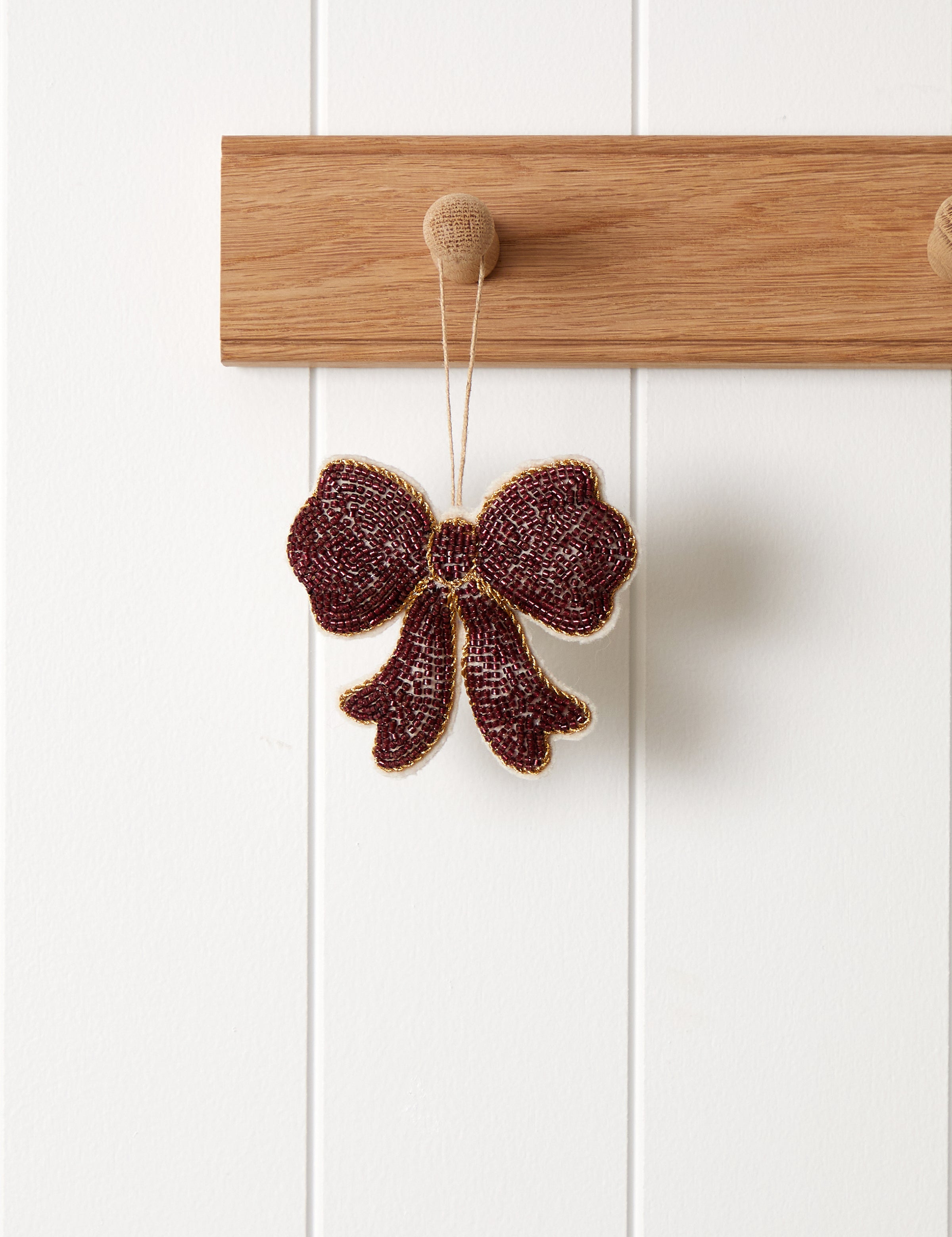 Bow Beaded Christmas Decoration | Red-1