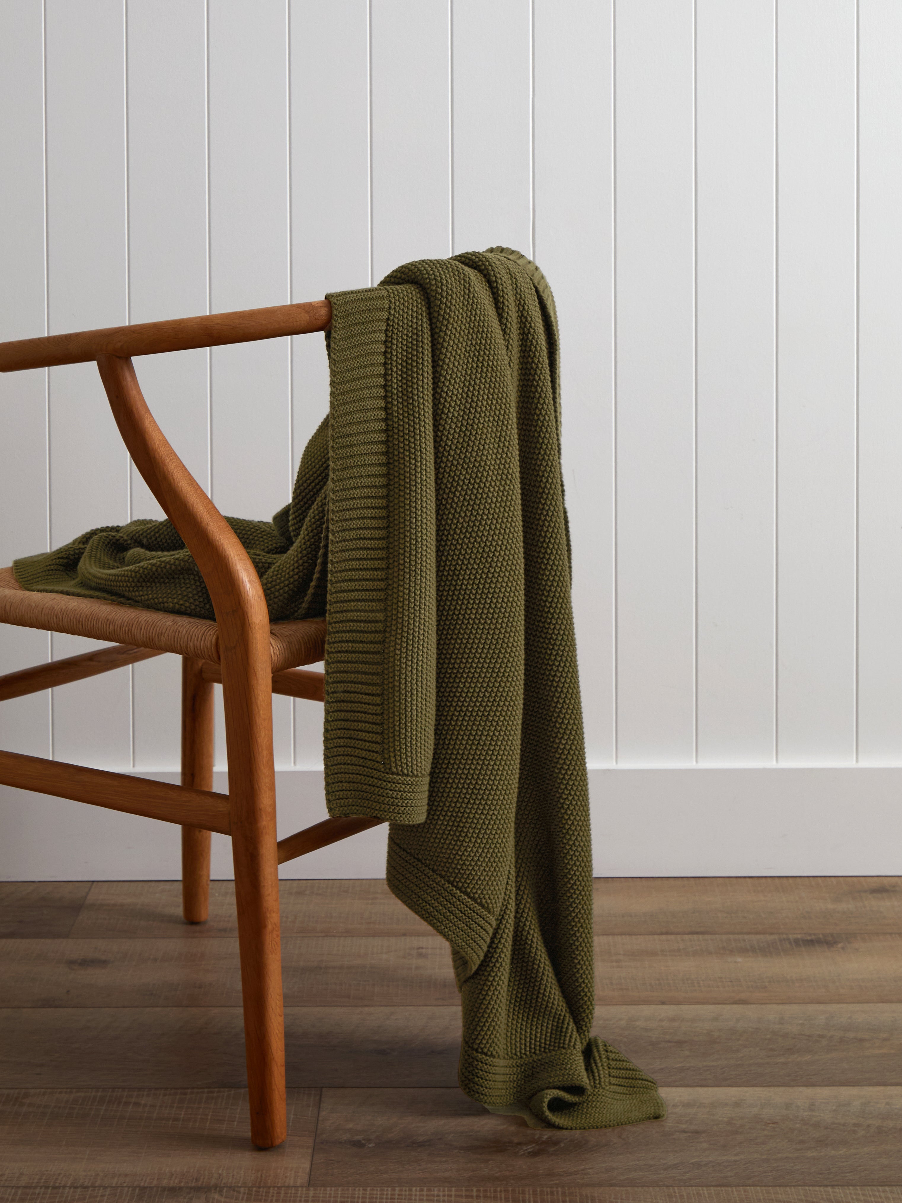 Brighton Cotton Throw | Olive-1