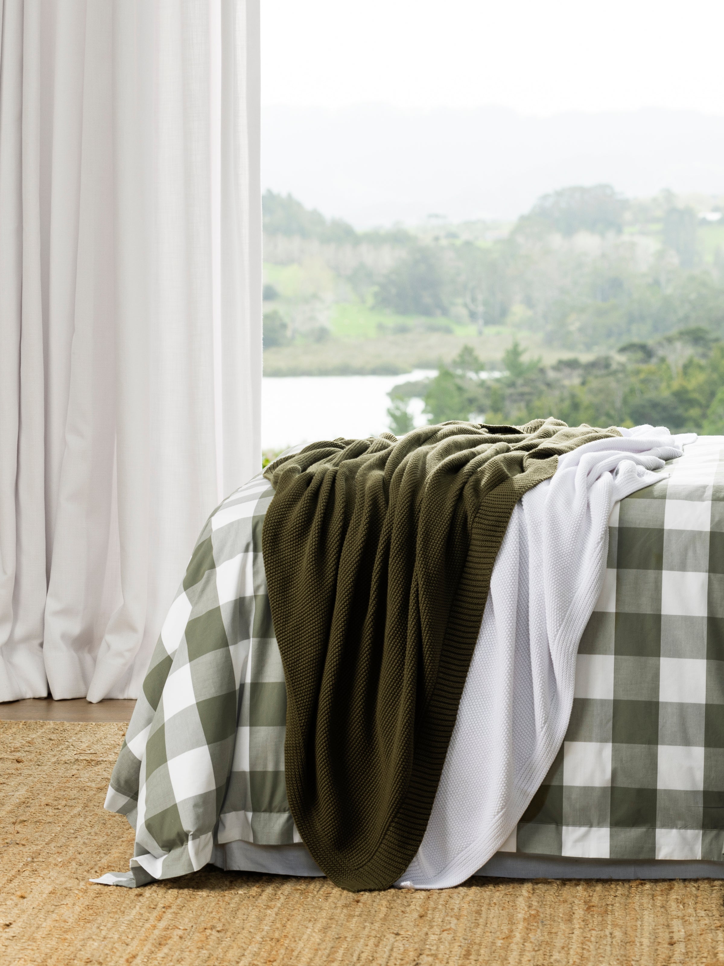 Brighton Cotton Throw | Olive-2