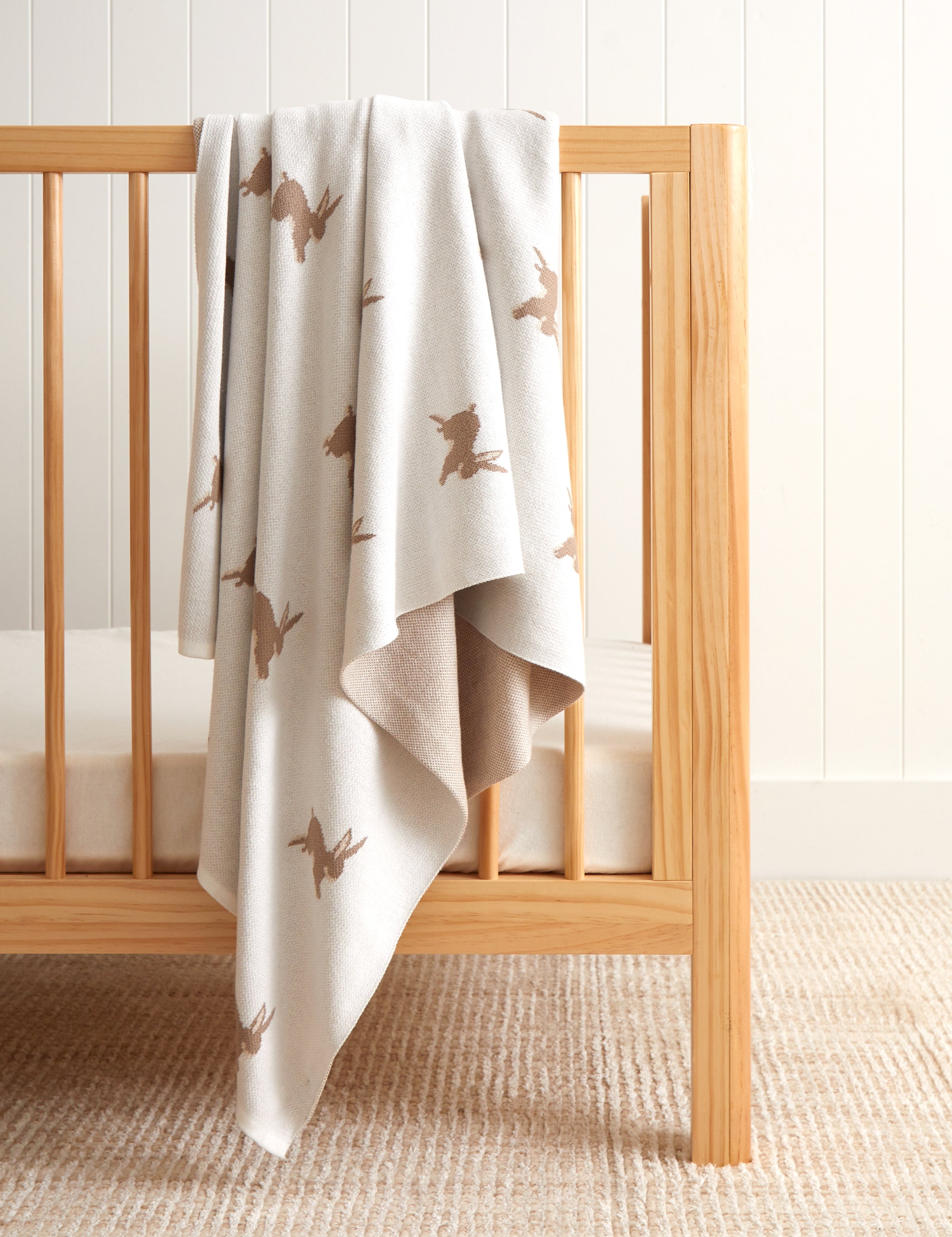 Bunny Lane Cot Blanket | Natural White-1