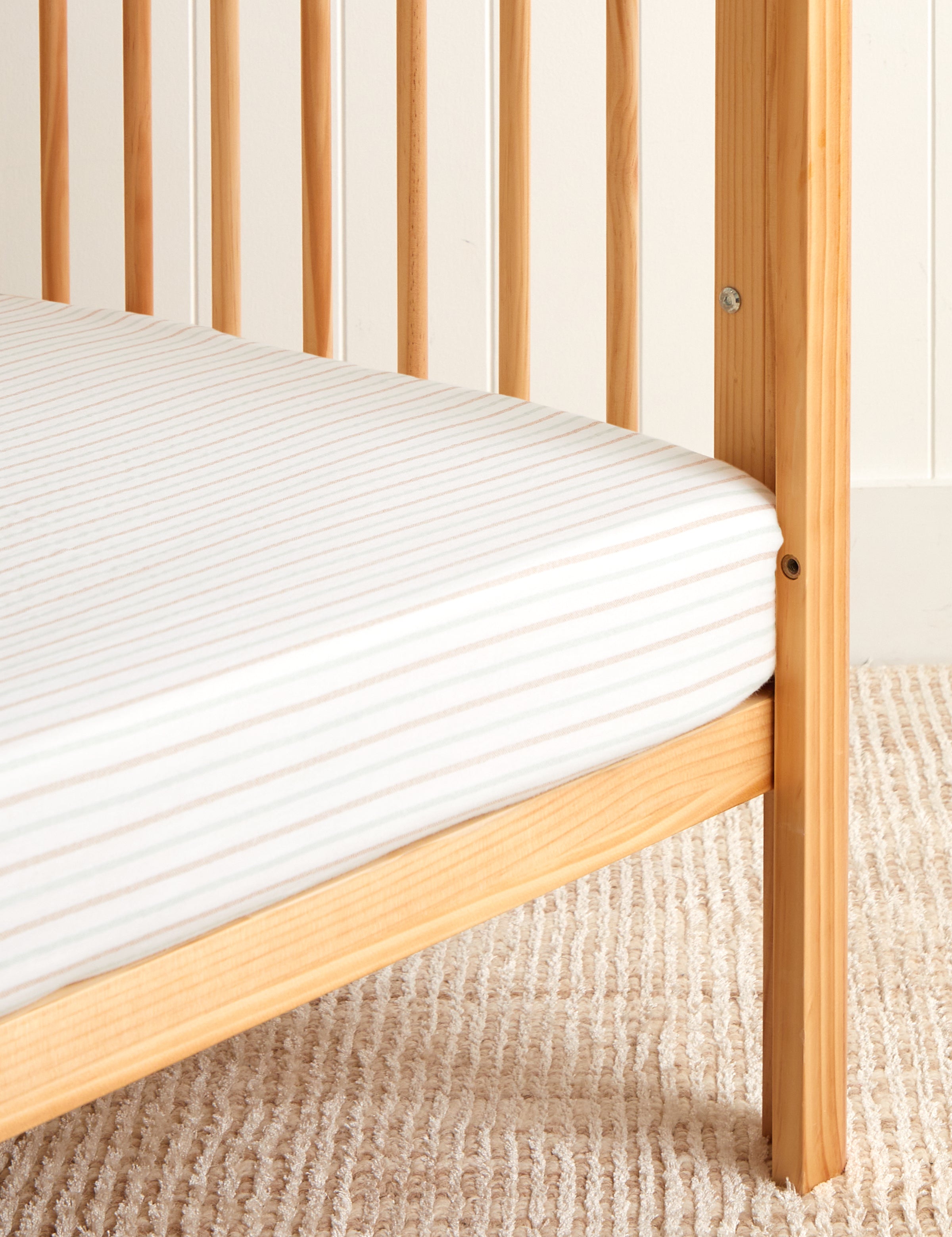 Bunny Lane Stripe Muslin Cot Fitted Sheet | Stripe-1