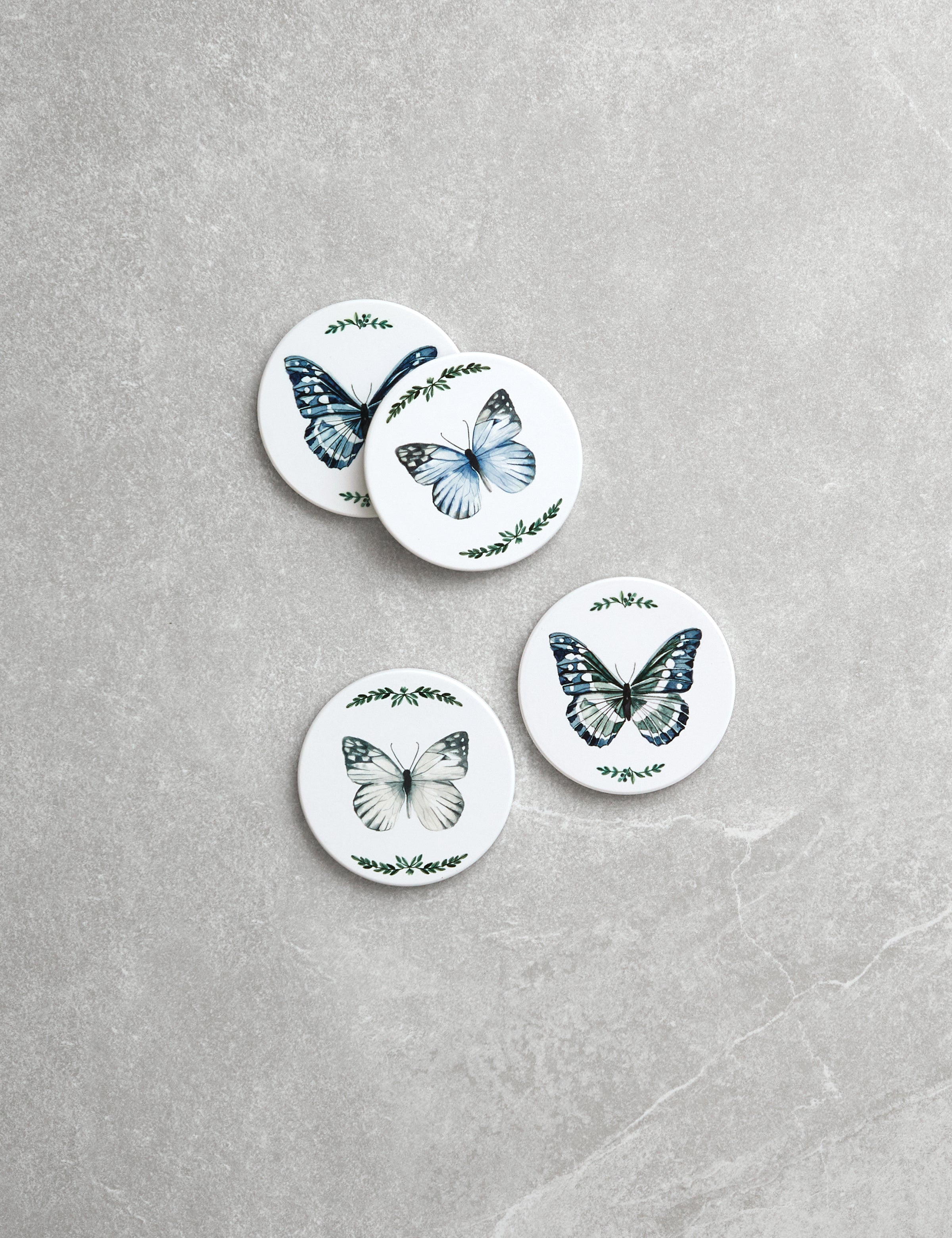 Butterflies Ceramic Coaster Set of 4 | Blue-1