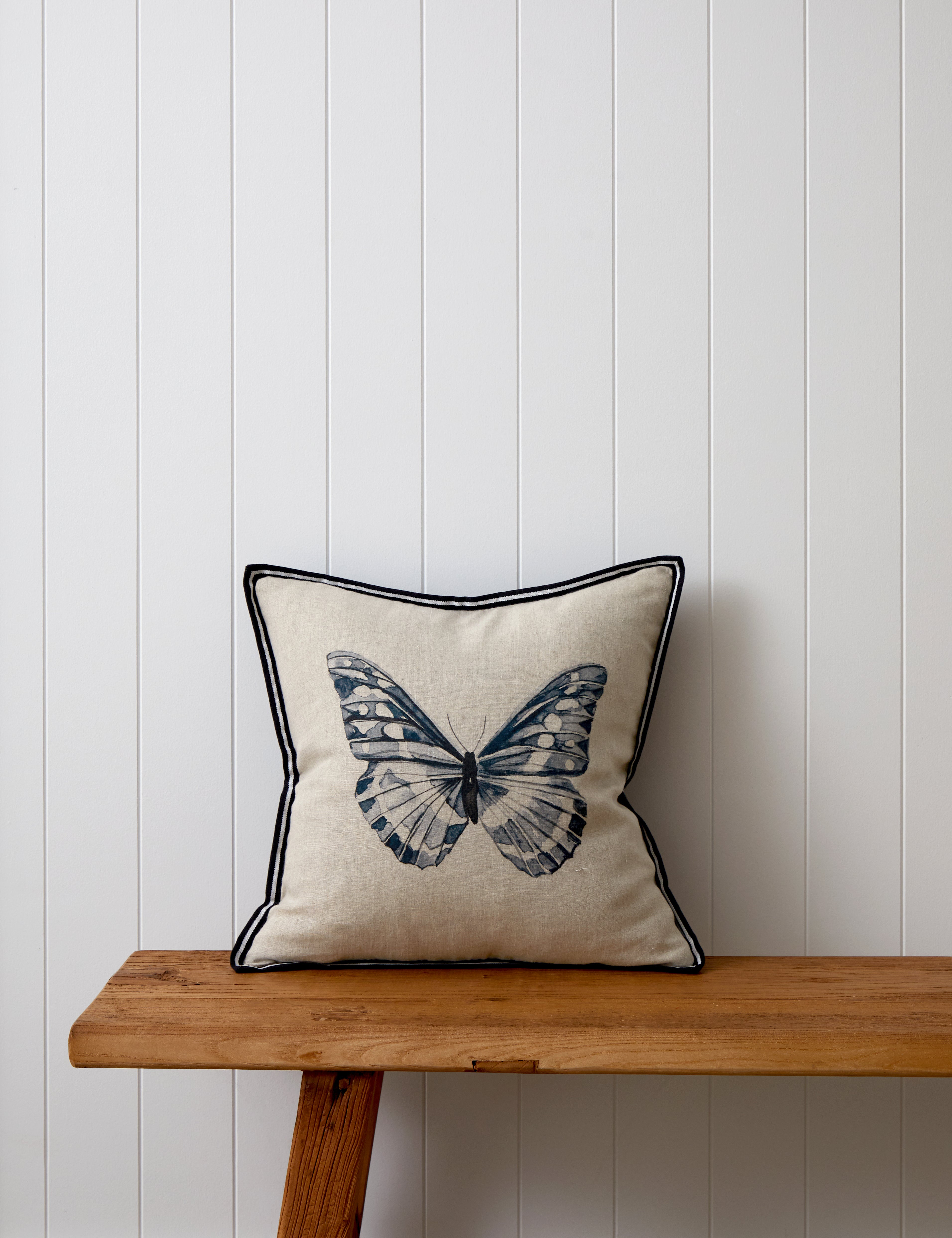 Butterfly Square Cushion Cover | Midnight Natural-1