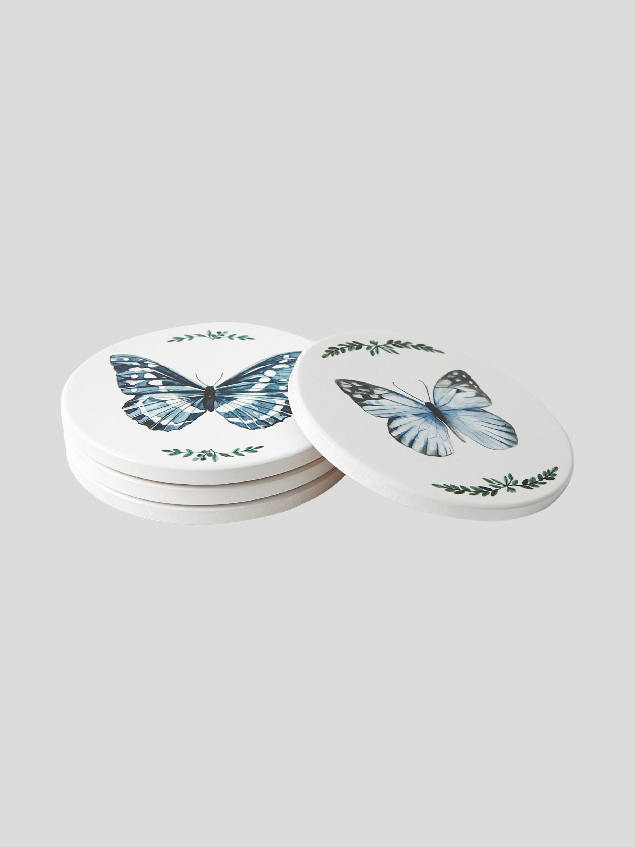 Buttlerflies Ceramic Coaster Set of 4 | Blue-1