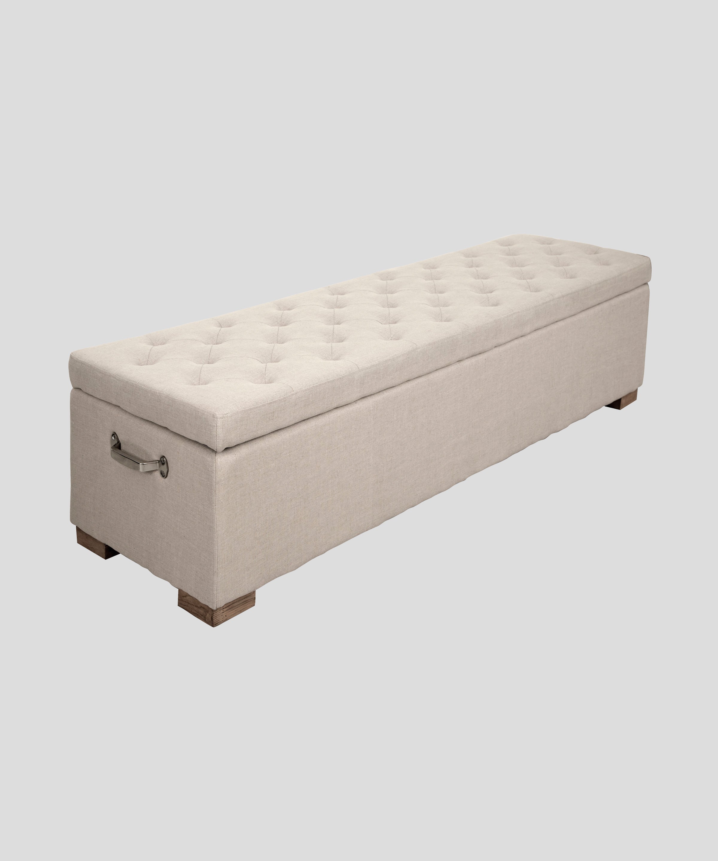Button Linen Blanket Box | Natural-1