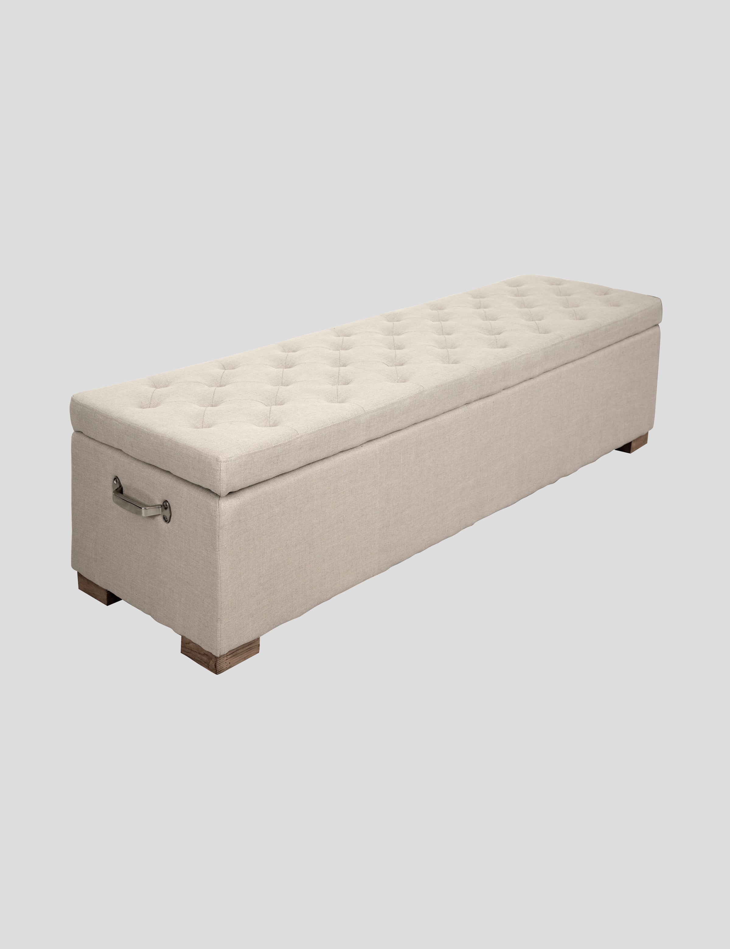 Button Linen Blanket Box | Natural-1