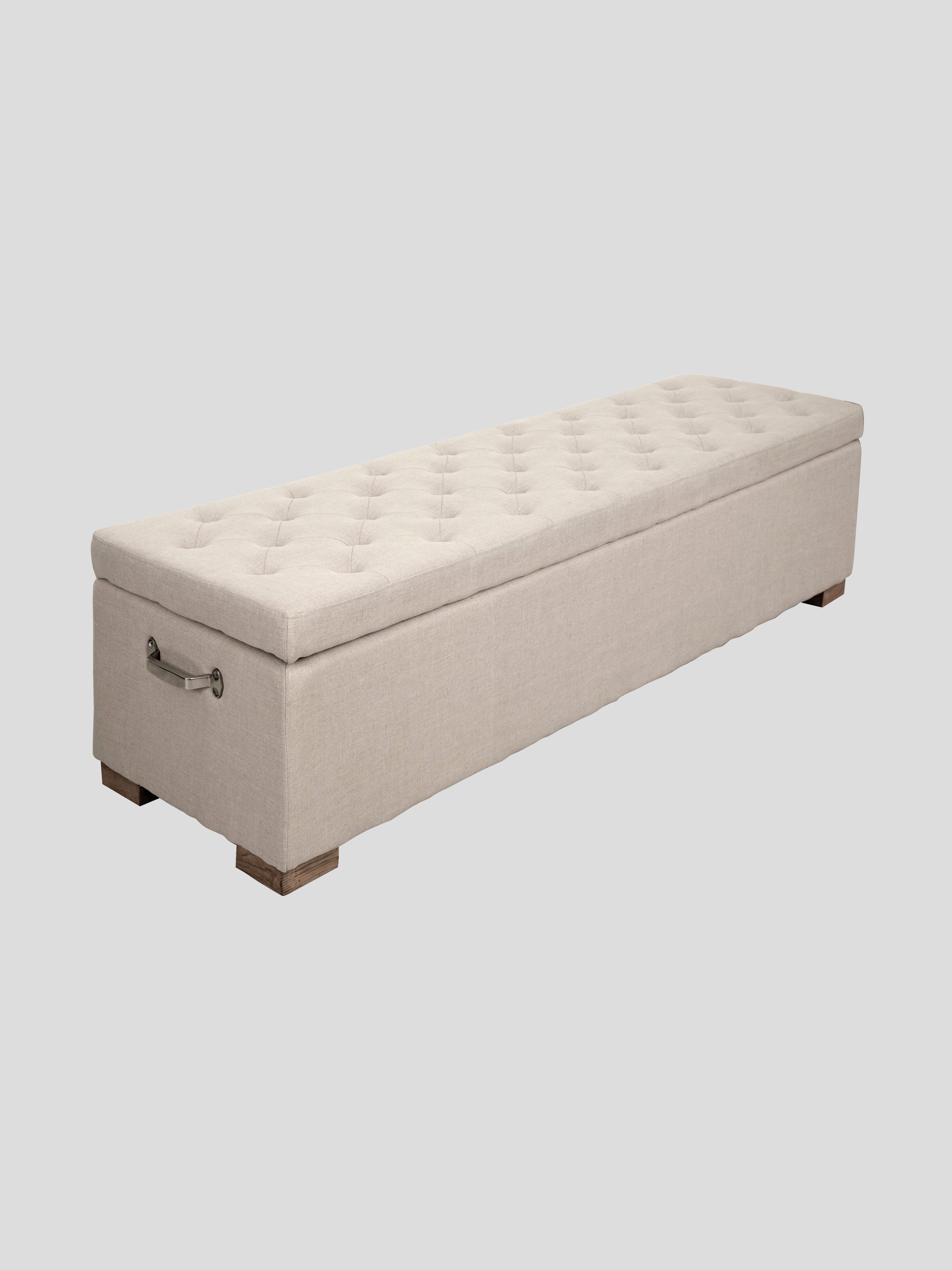 Button Linen Blanket Box | Natural-1