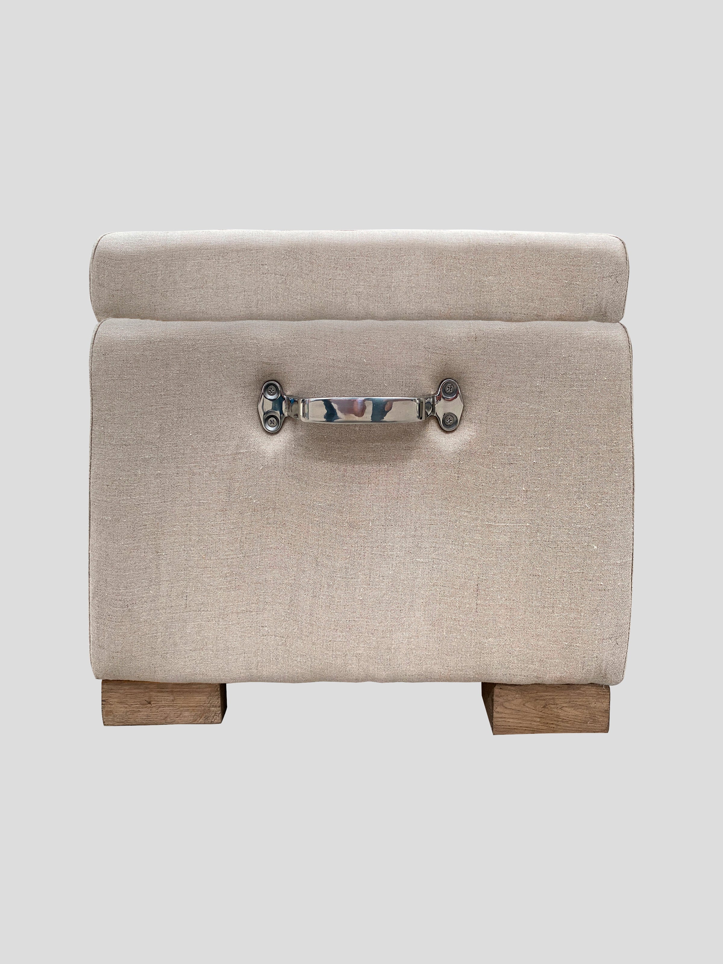 Button Linen Blanket Box | Natural-3