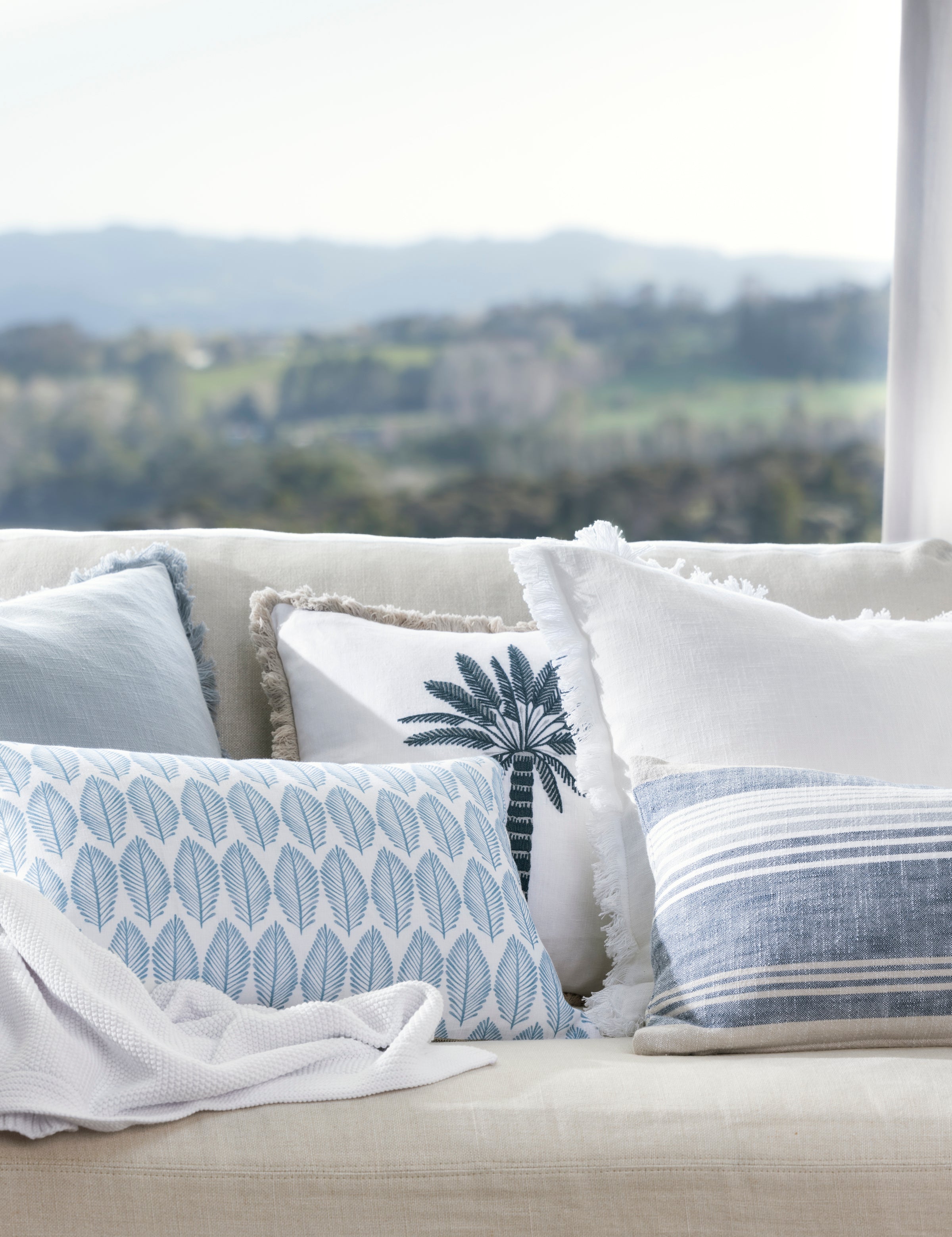 Capri Rectangle Cushion Cover | Navy Stripe-2
