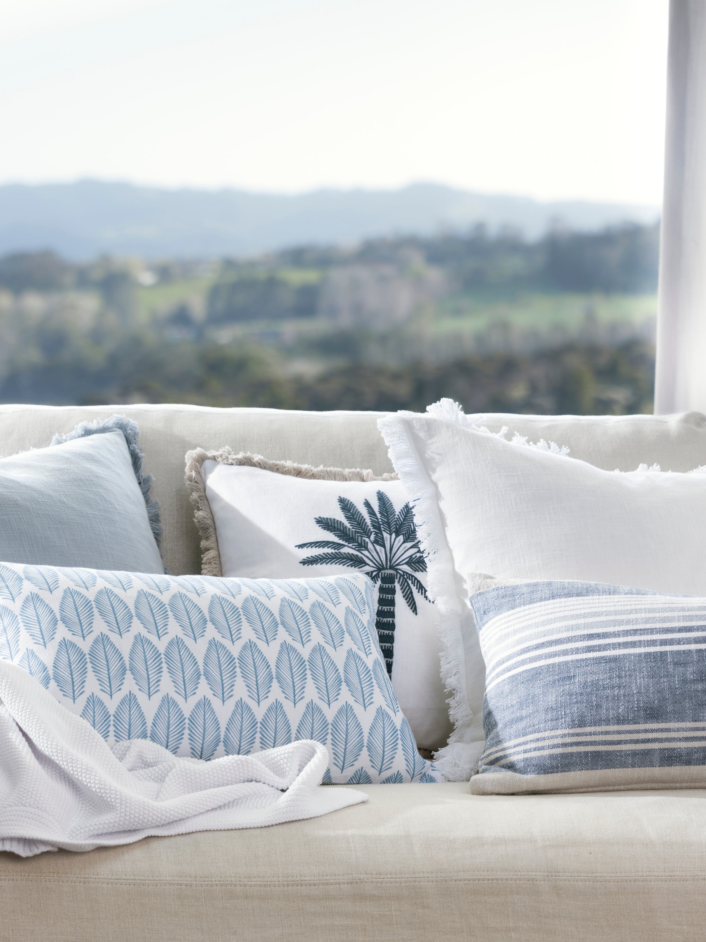 Capri Rectangle Cushion Cover | Navy Stripe-2