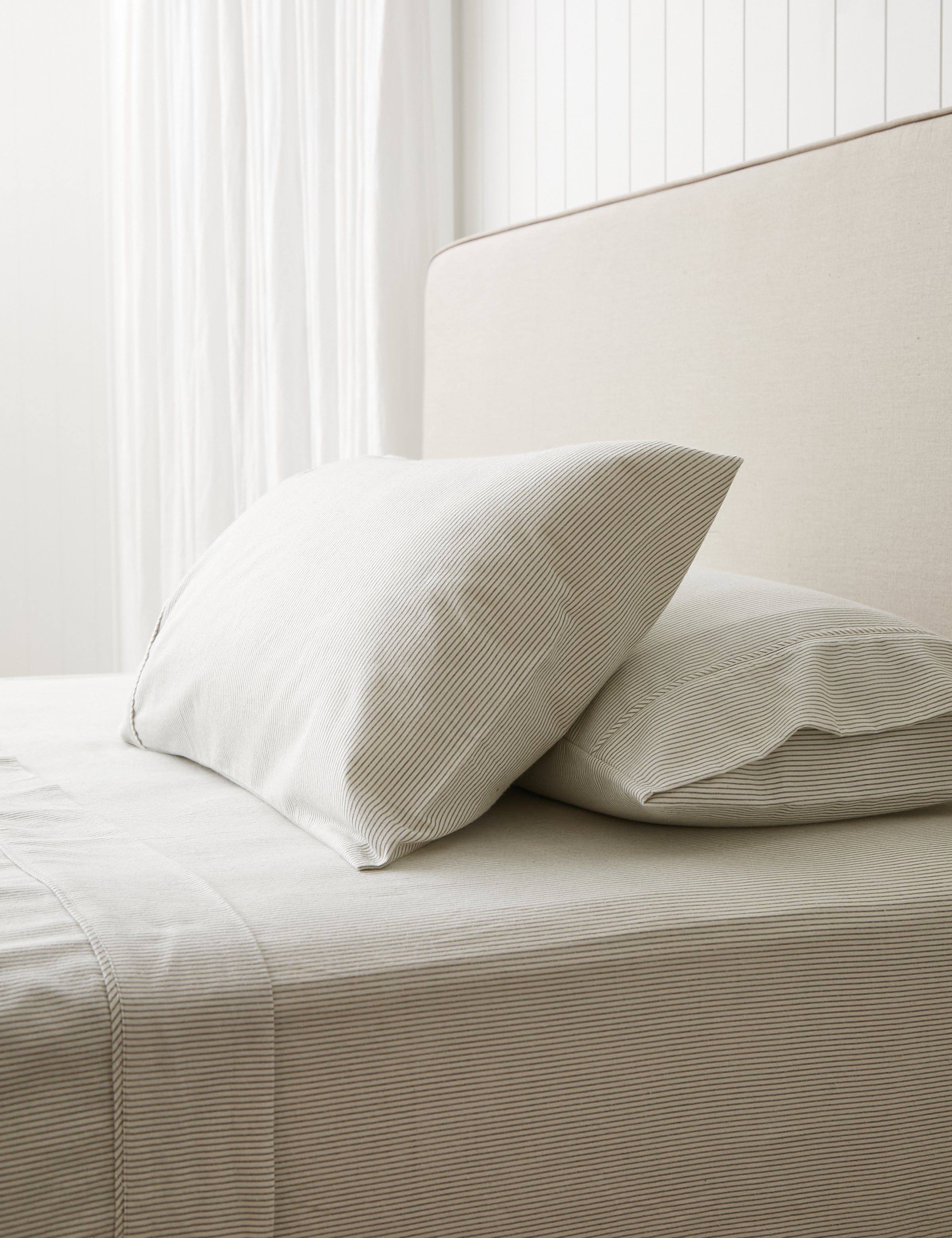 Cardrona Flannel Sheet Set | Olive Stripe-1