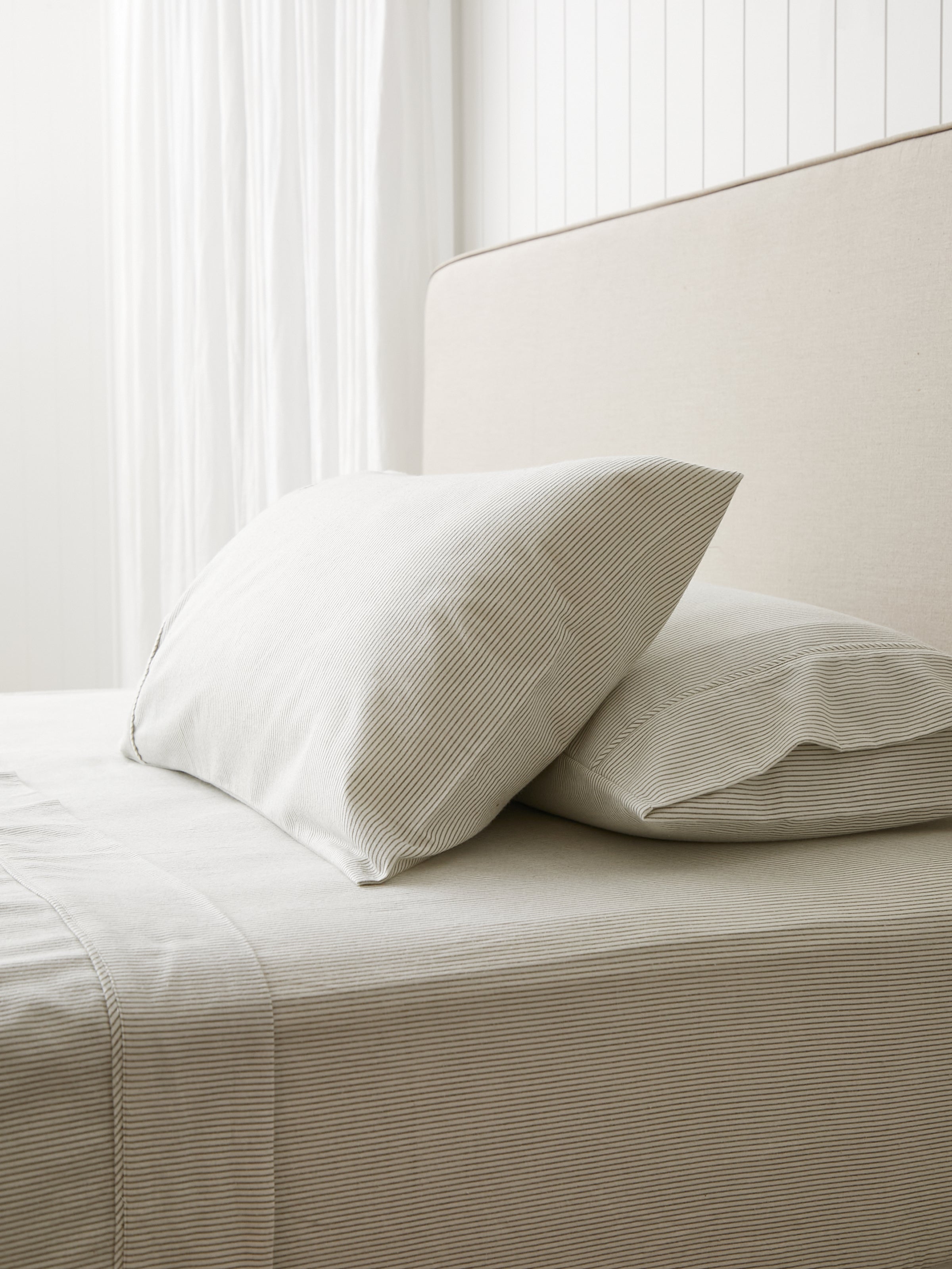 Cardrona Flannel Sheet Set | Olive Stripe-1