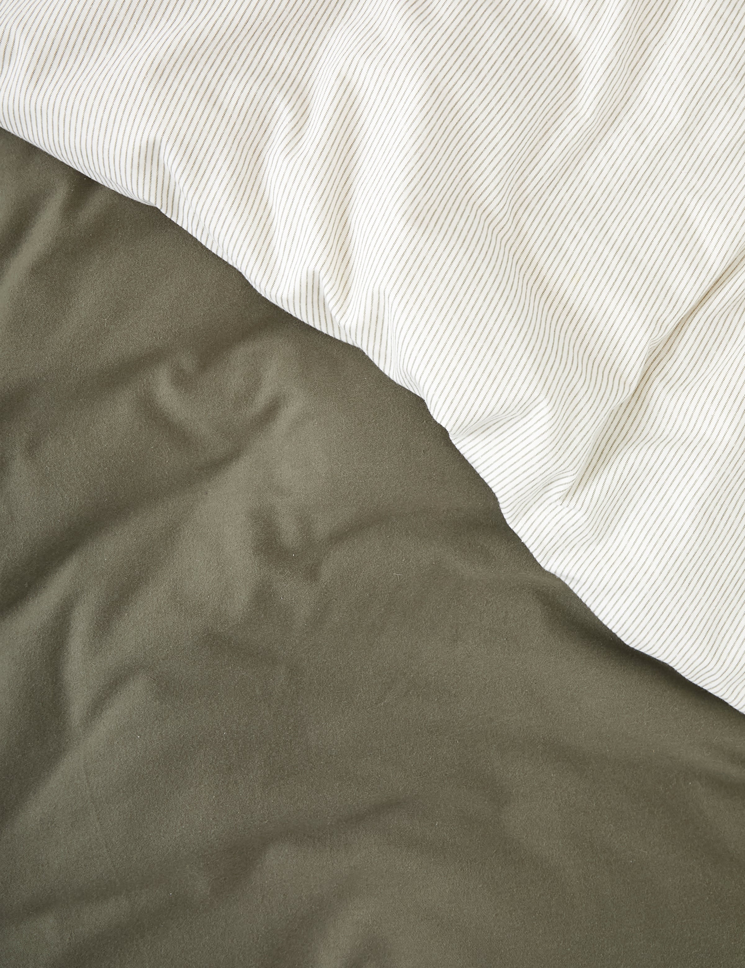Cardrona Reversible Flannel Duvet Set | Olive Stripe-4