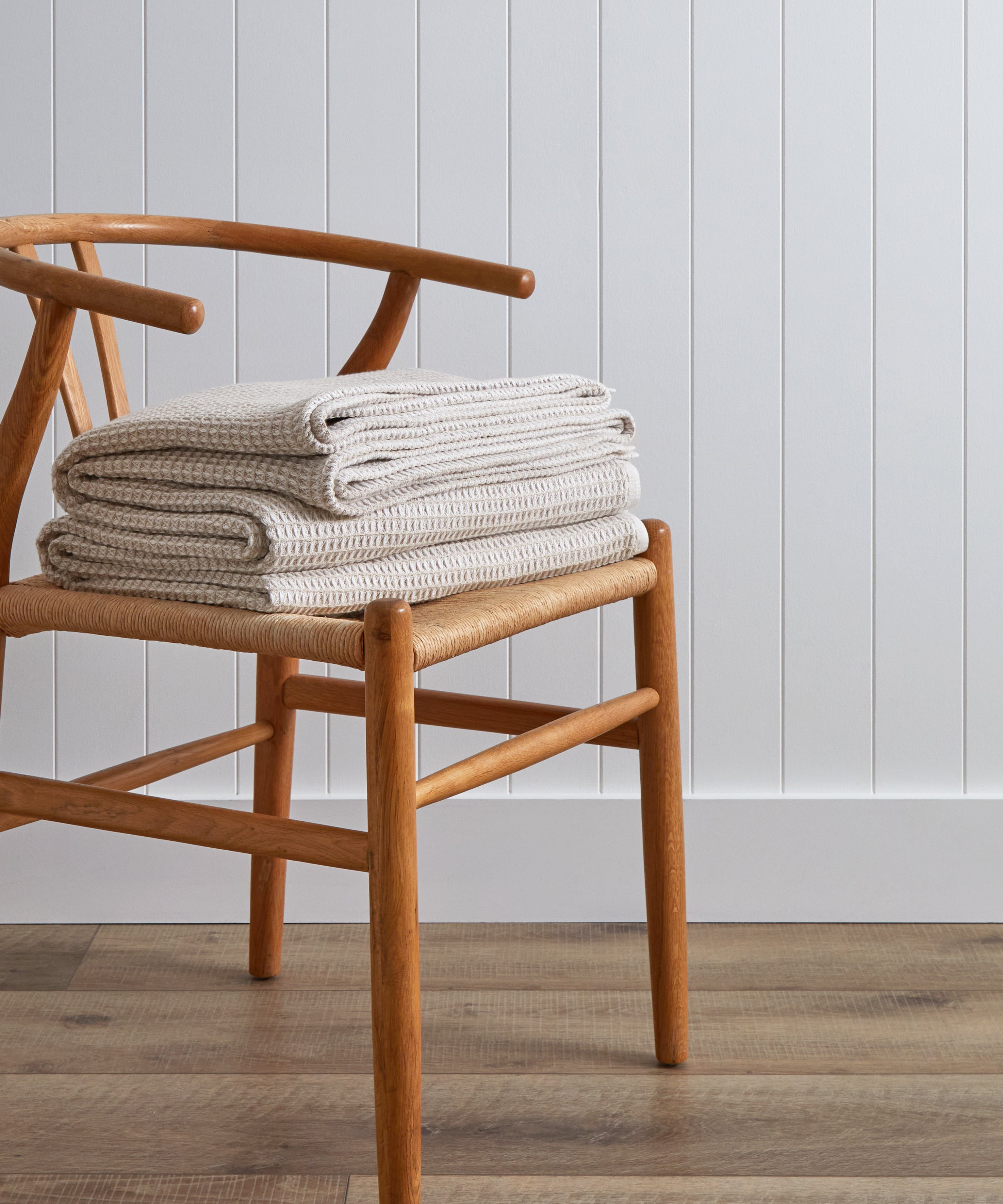 Chambray Waffle Blanket | Natural-1