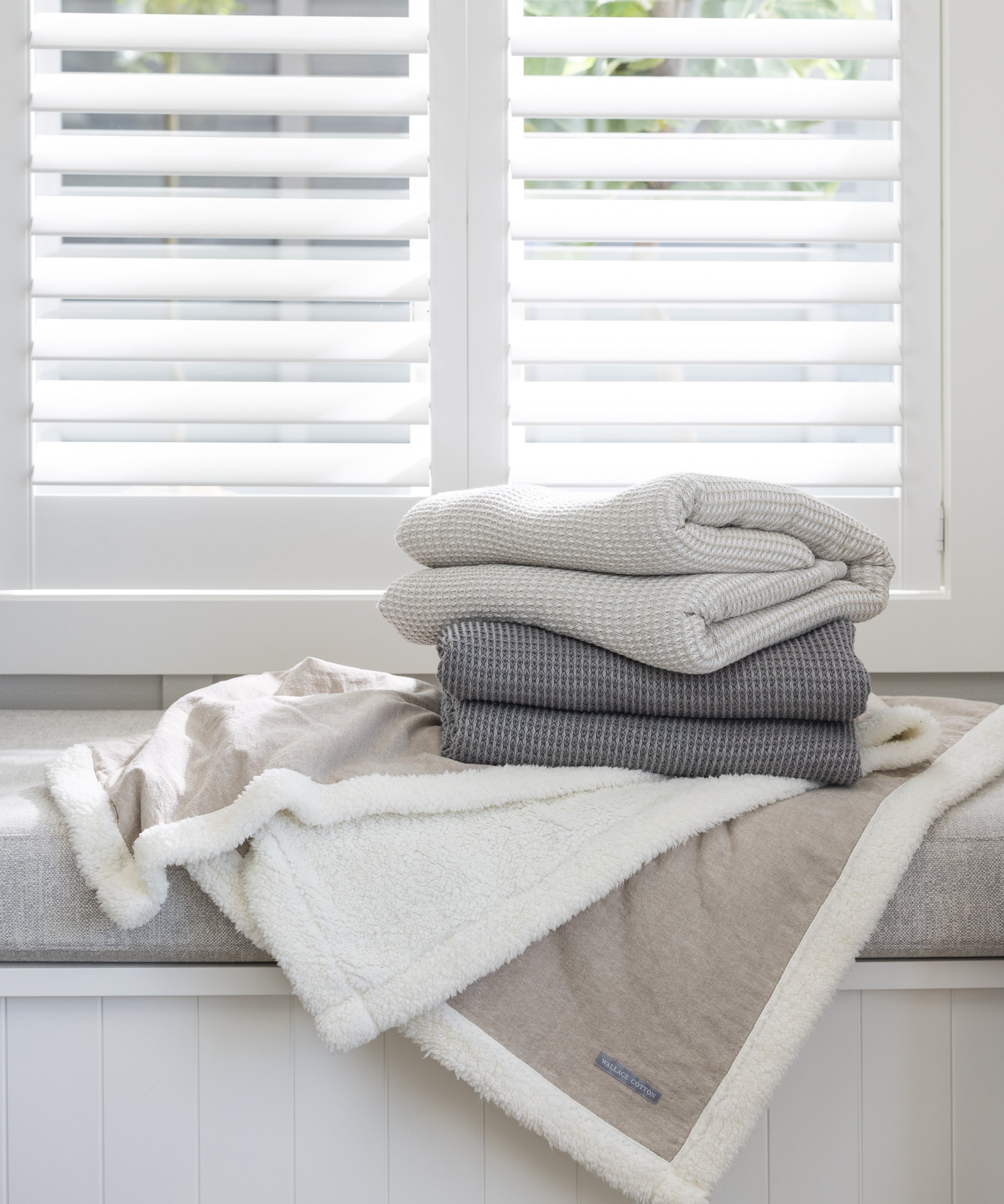 Chambray Waffle Blanket | Natural-2
