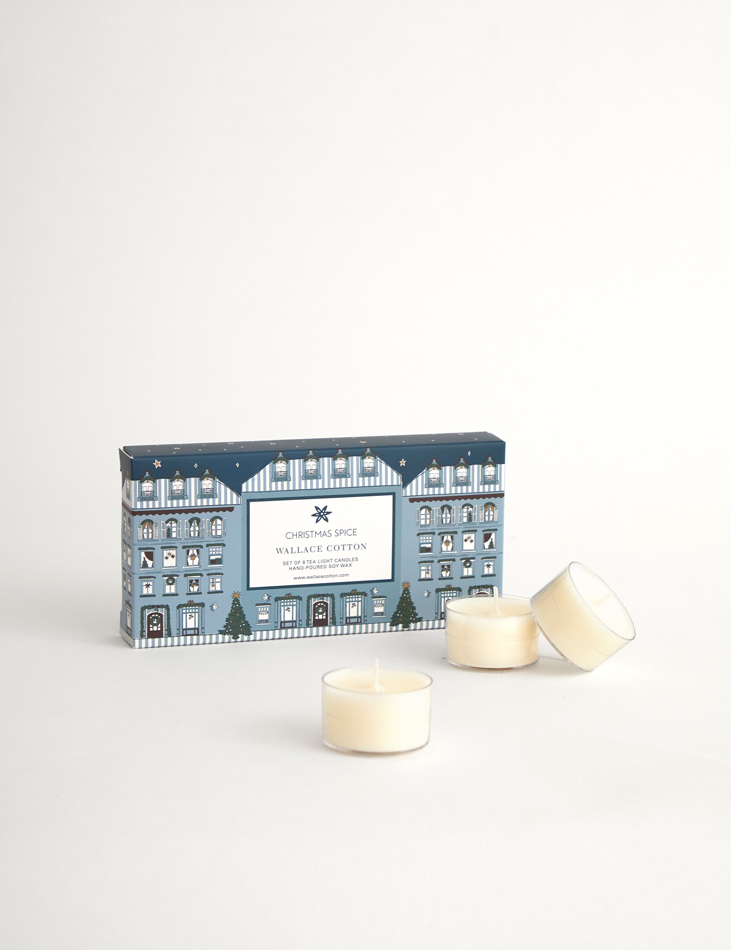 Christmas Spice Tea Light Candle Set of 8 | White-1
