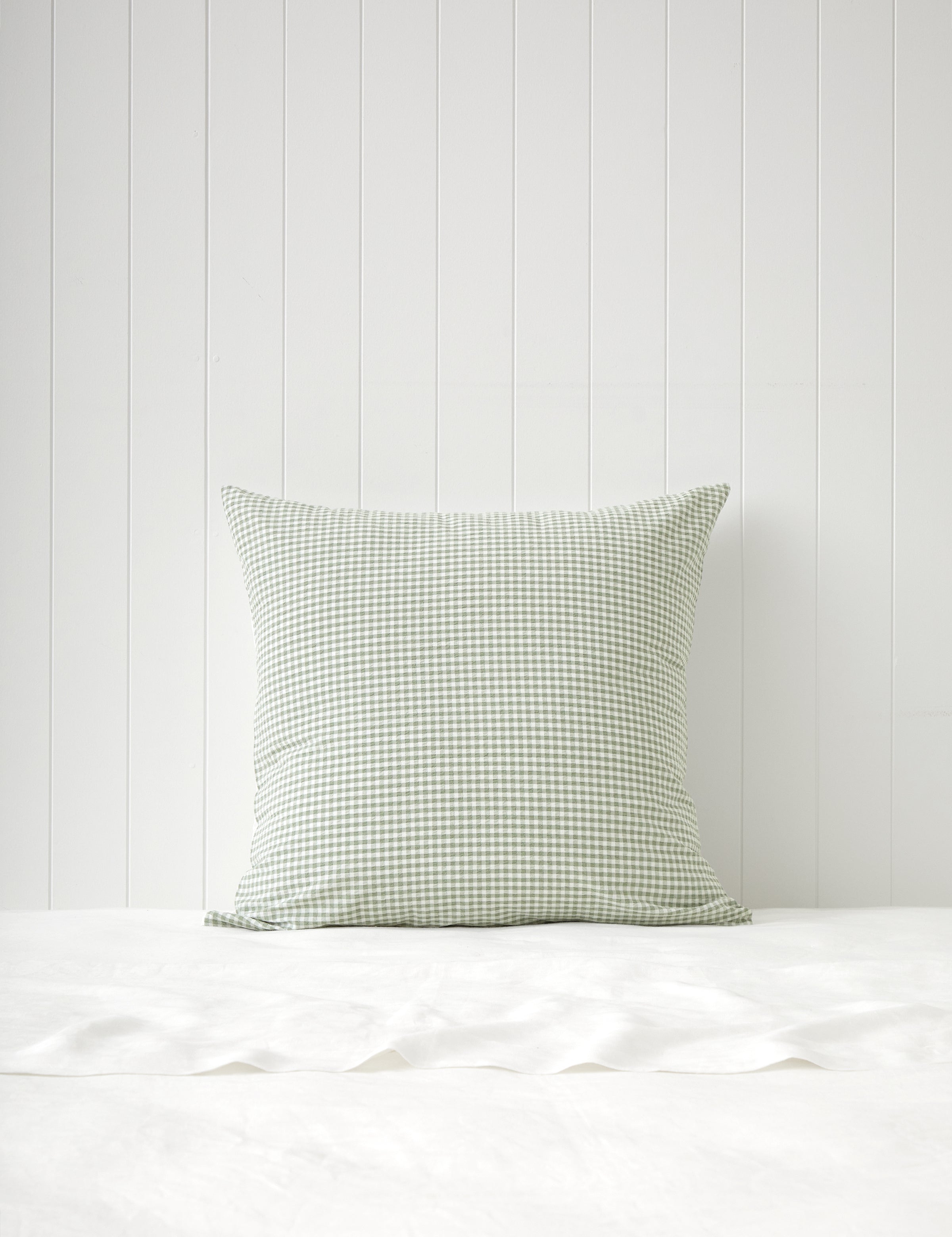 Clover European Pillowcase | Green Gingham-1