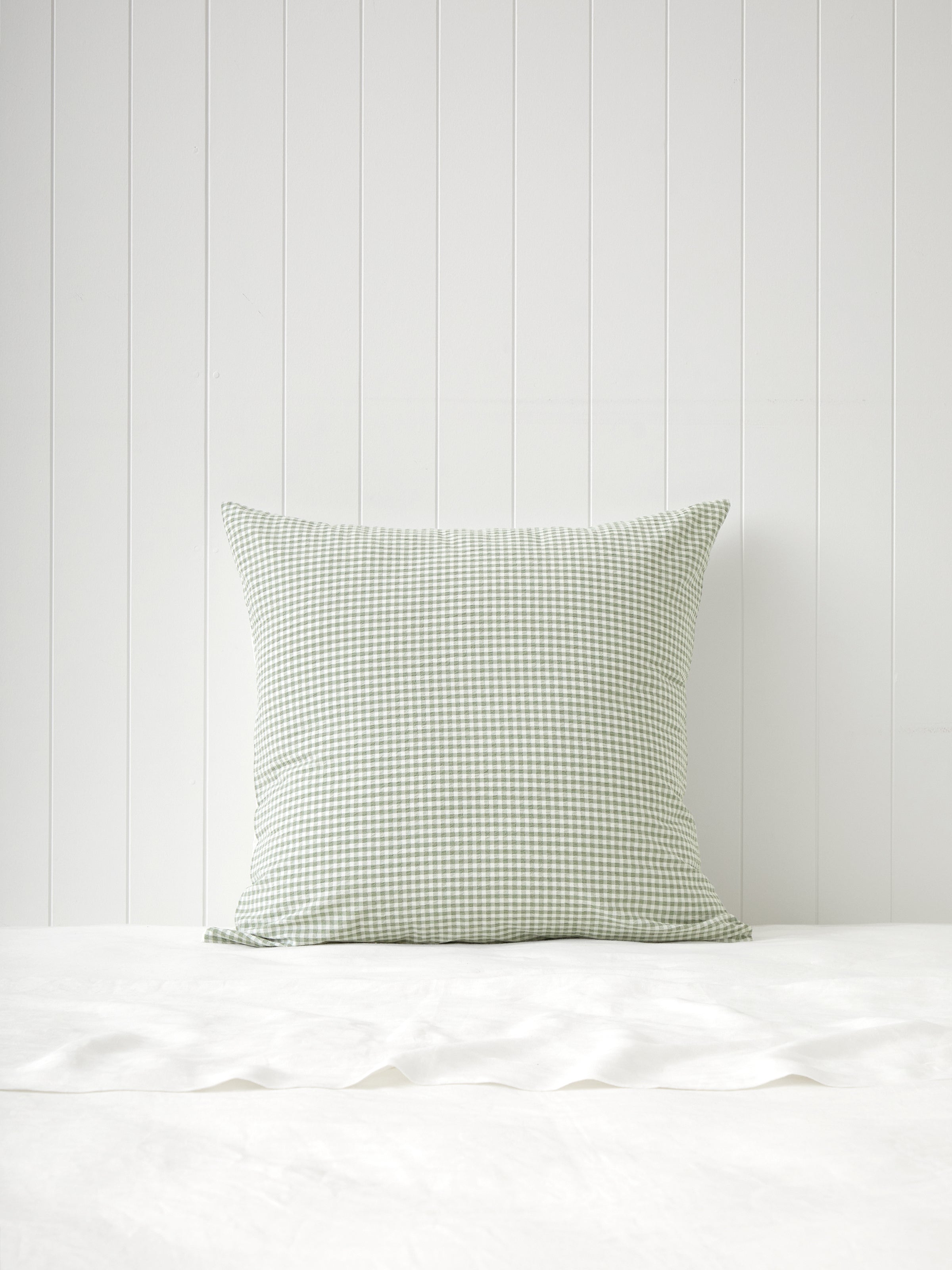Clover European Pillowcase | Green Gingham-1