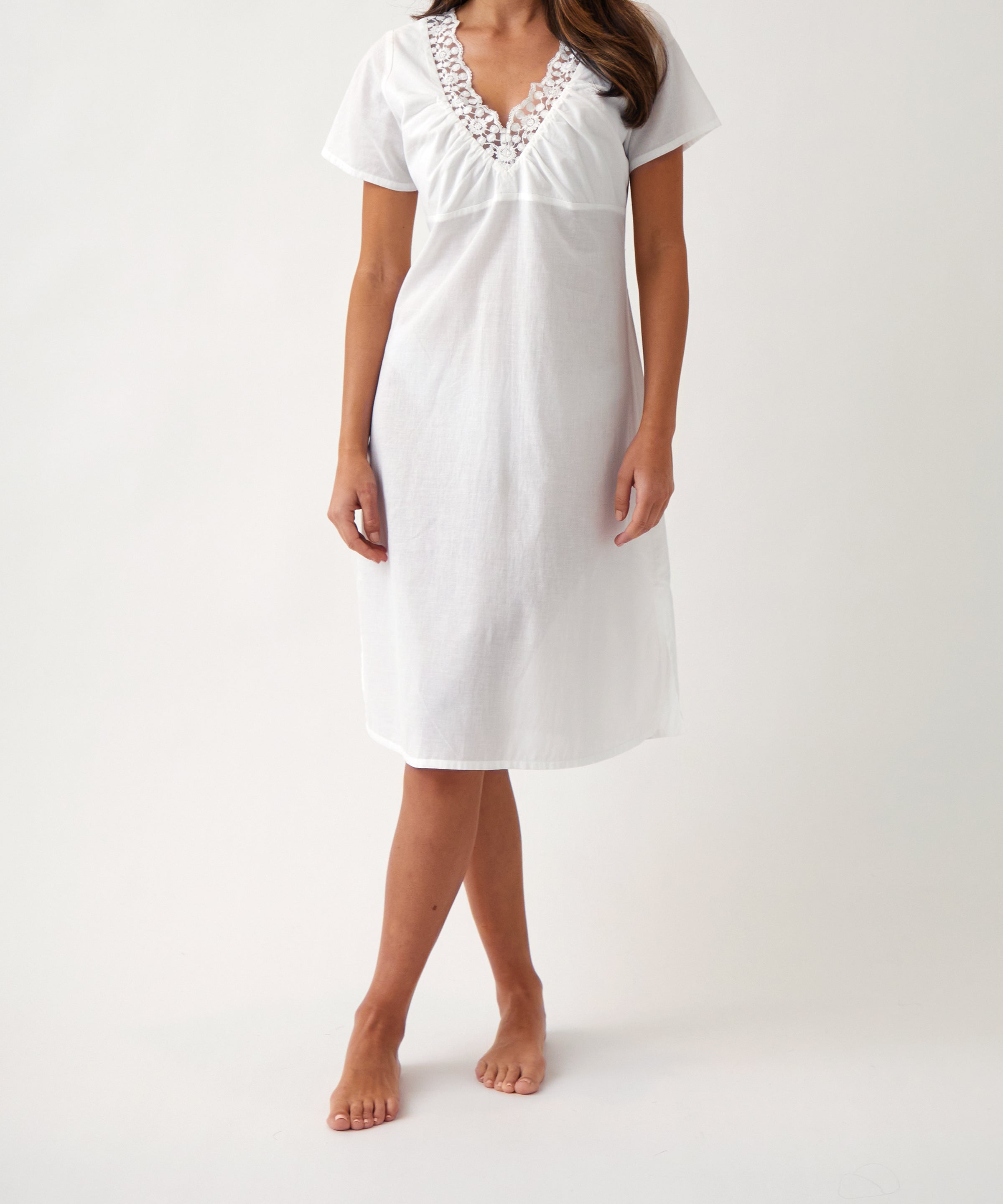 Colette Cap Sleeve Nightie | White-1
