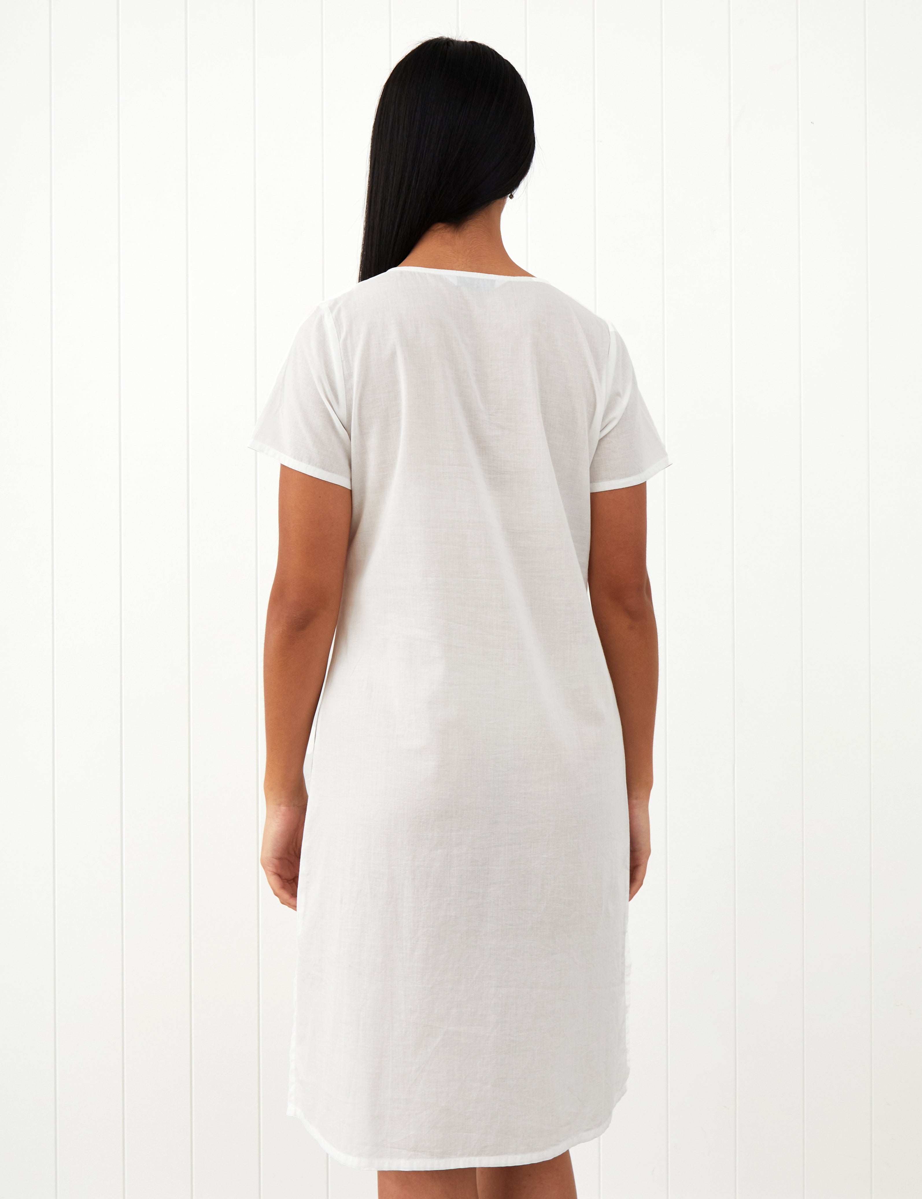 Colette Cap Sleeve Nightie | White-4
